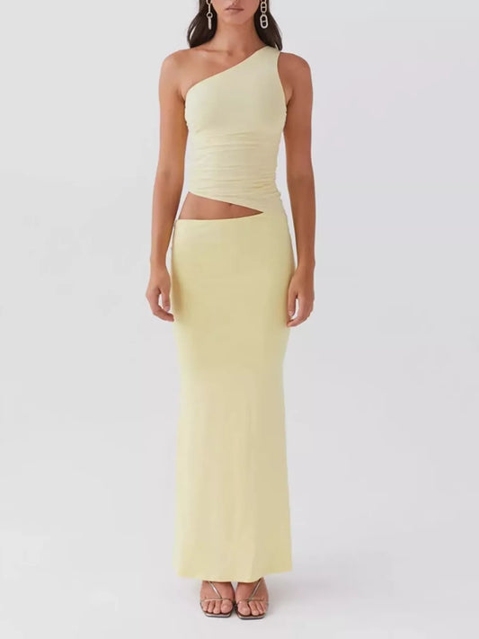 Full Size One-Shoulder Top and Maxi Skirt Set Plus Size