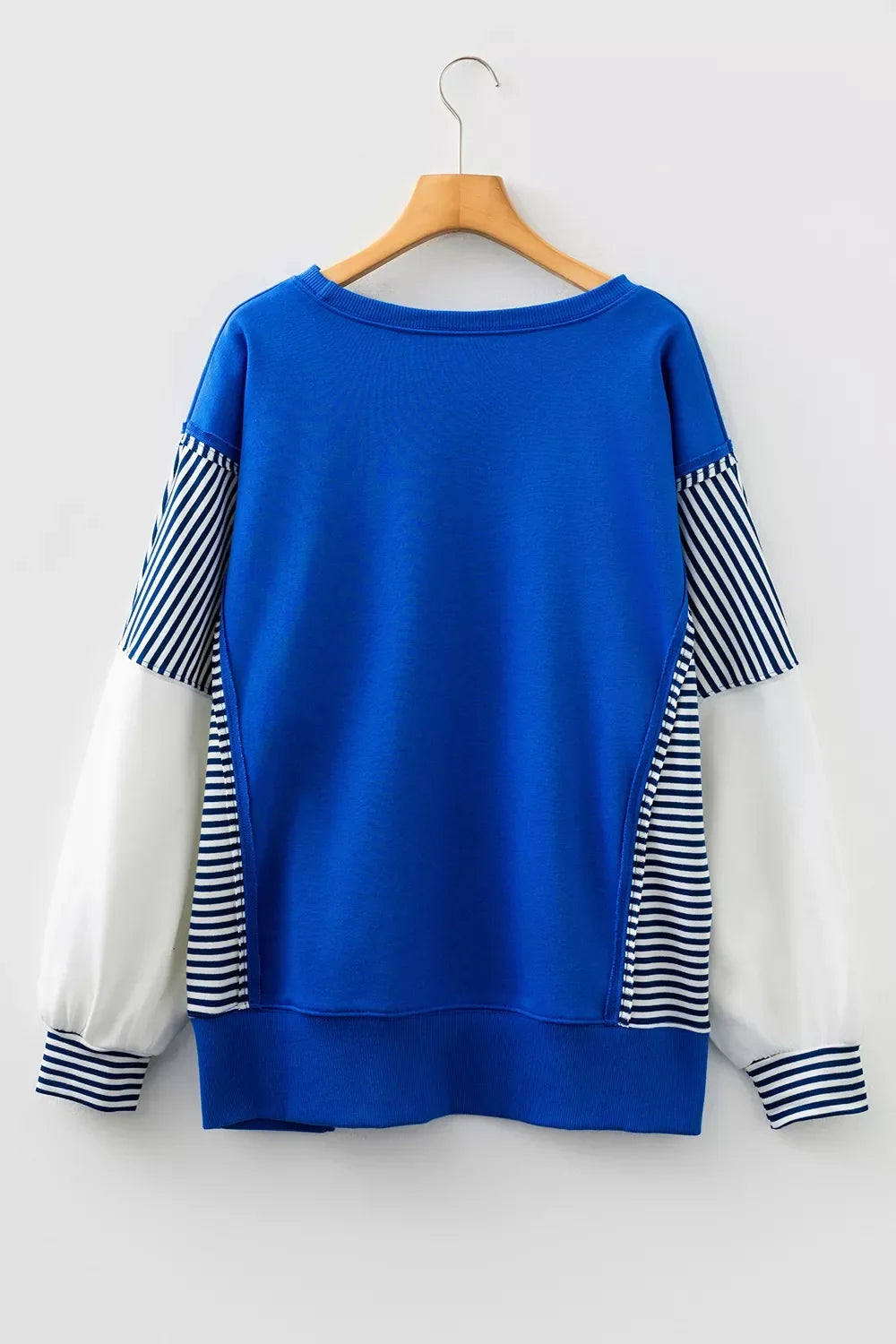 Leopard and Striped Patchwork Sleeves Sweatshirt