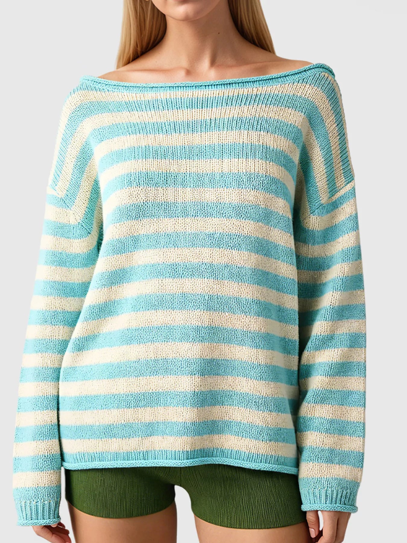 Casual Striped Boat Neck Sweater