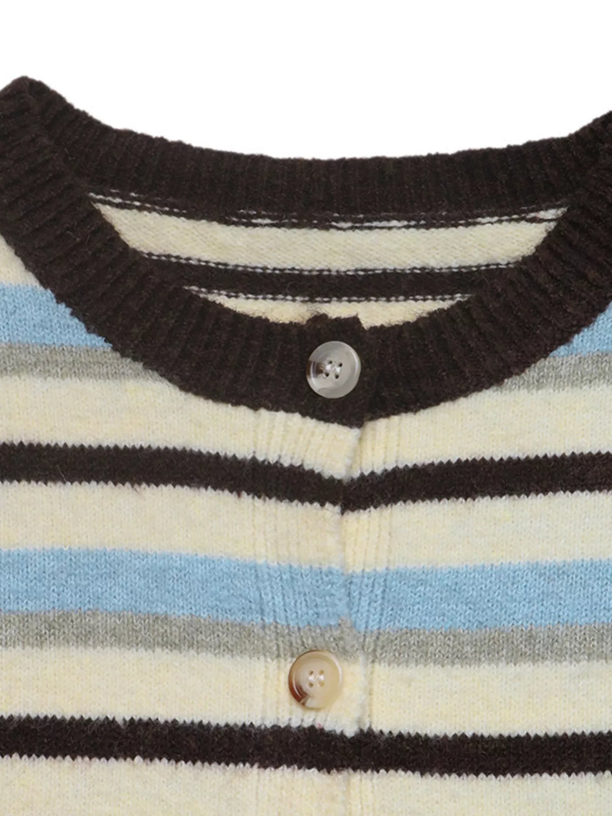 Striped Crew Neck Button-Down Cardigan