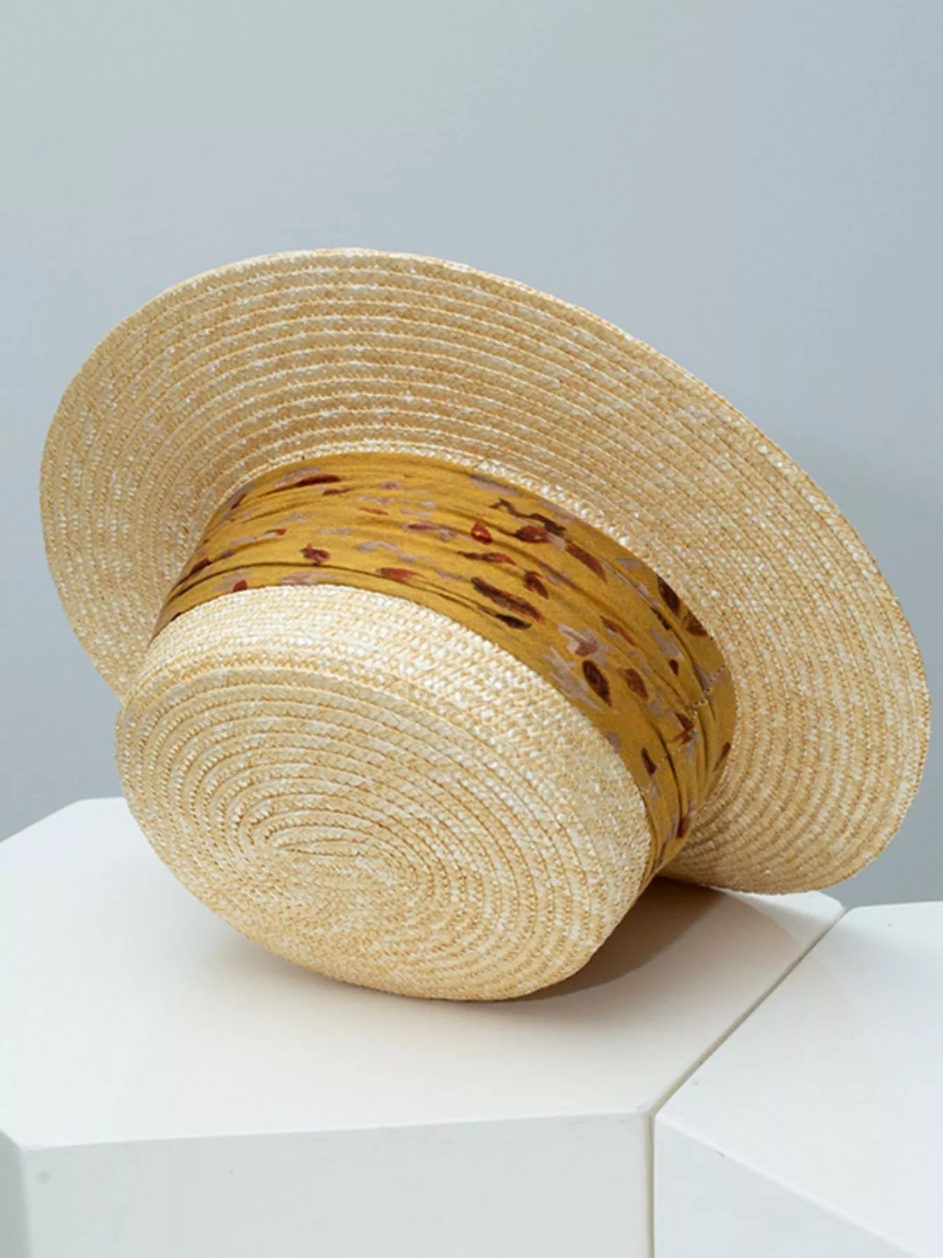 Ribbon Straw Boater Hat