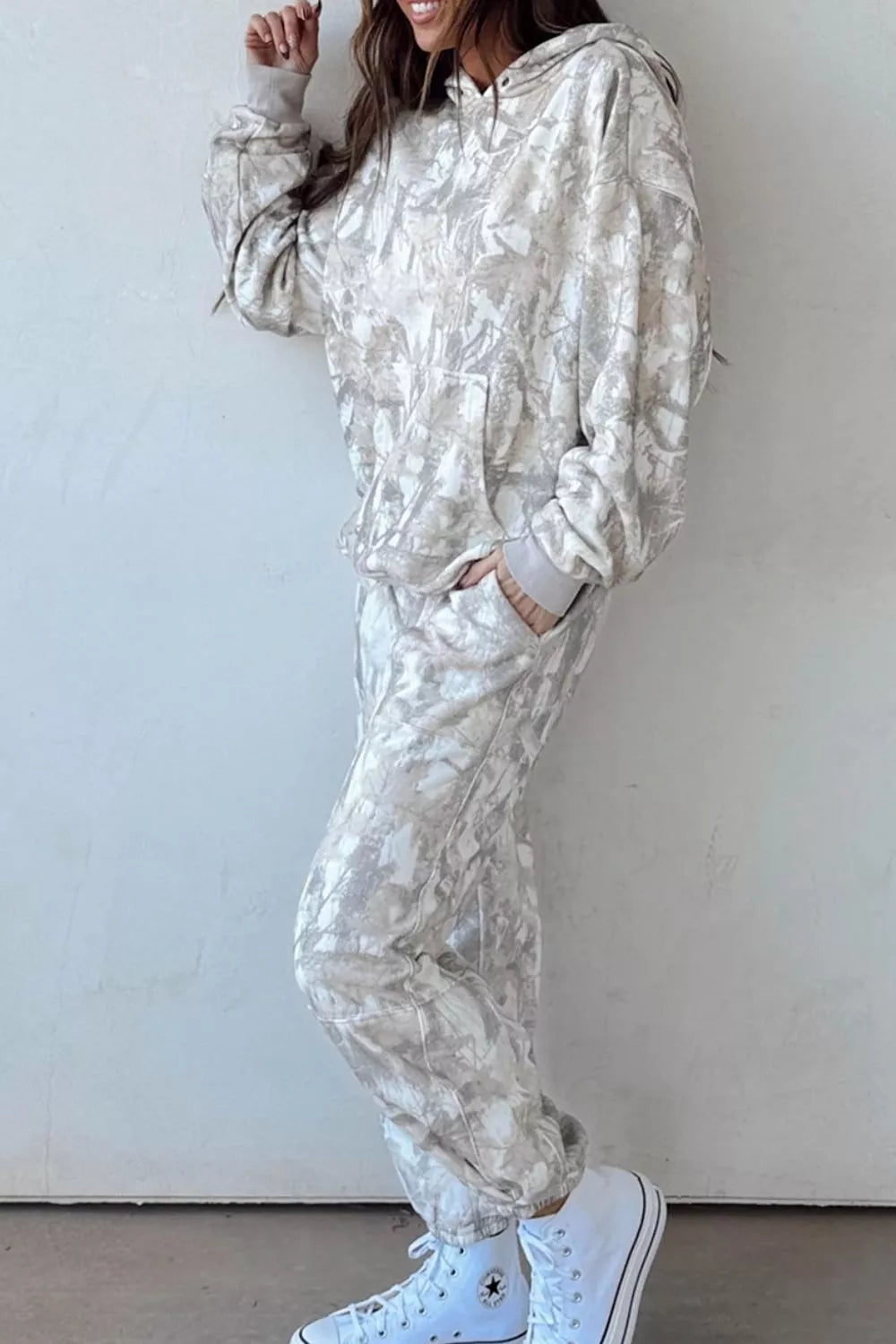 Multicolour Abstract Print Long Sleeve Elastic Waist Pant Set