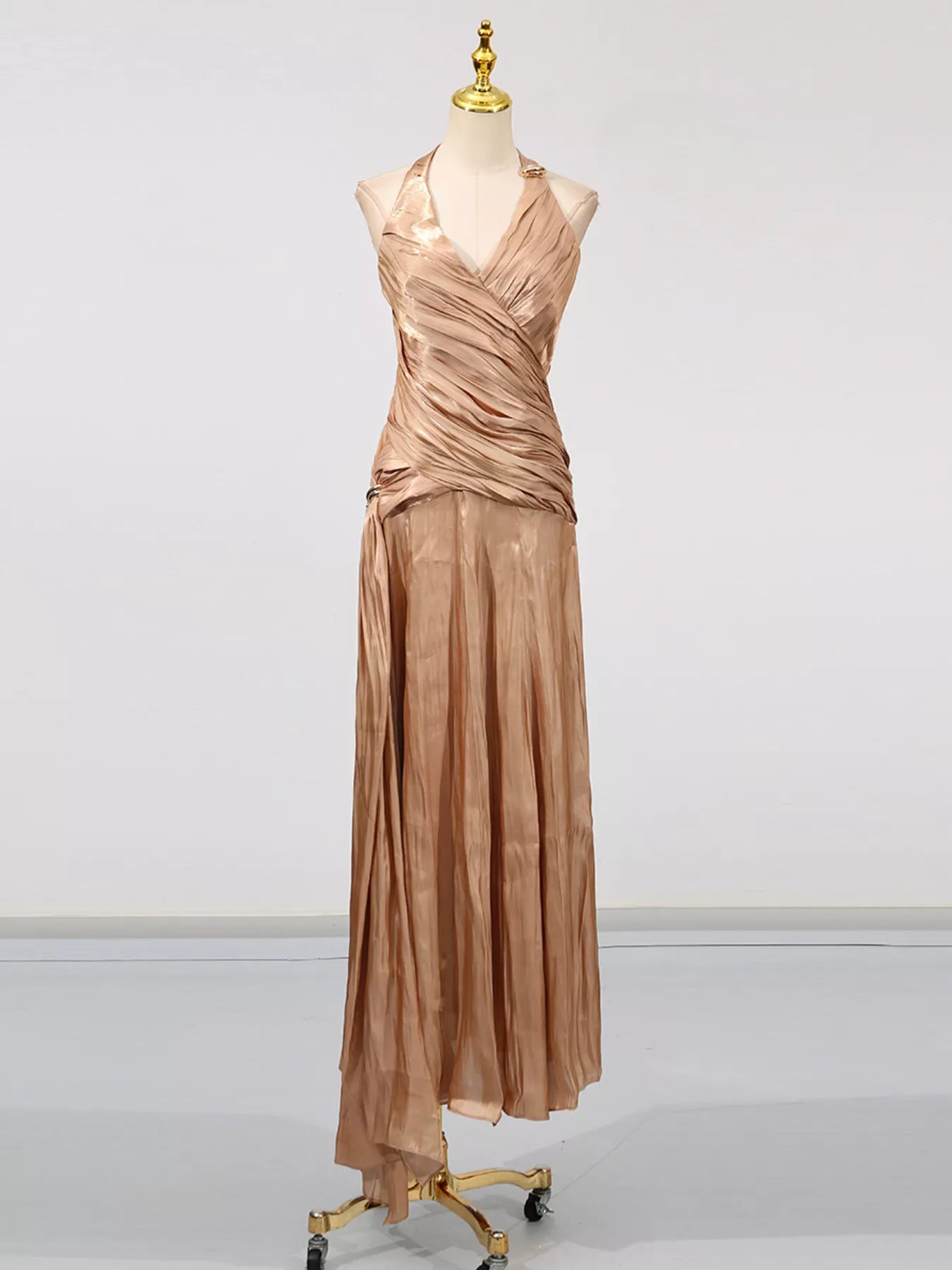 Halter Neck Ruched Maxi Dress