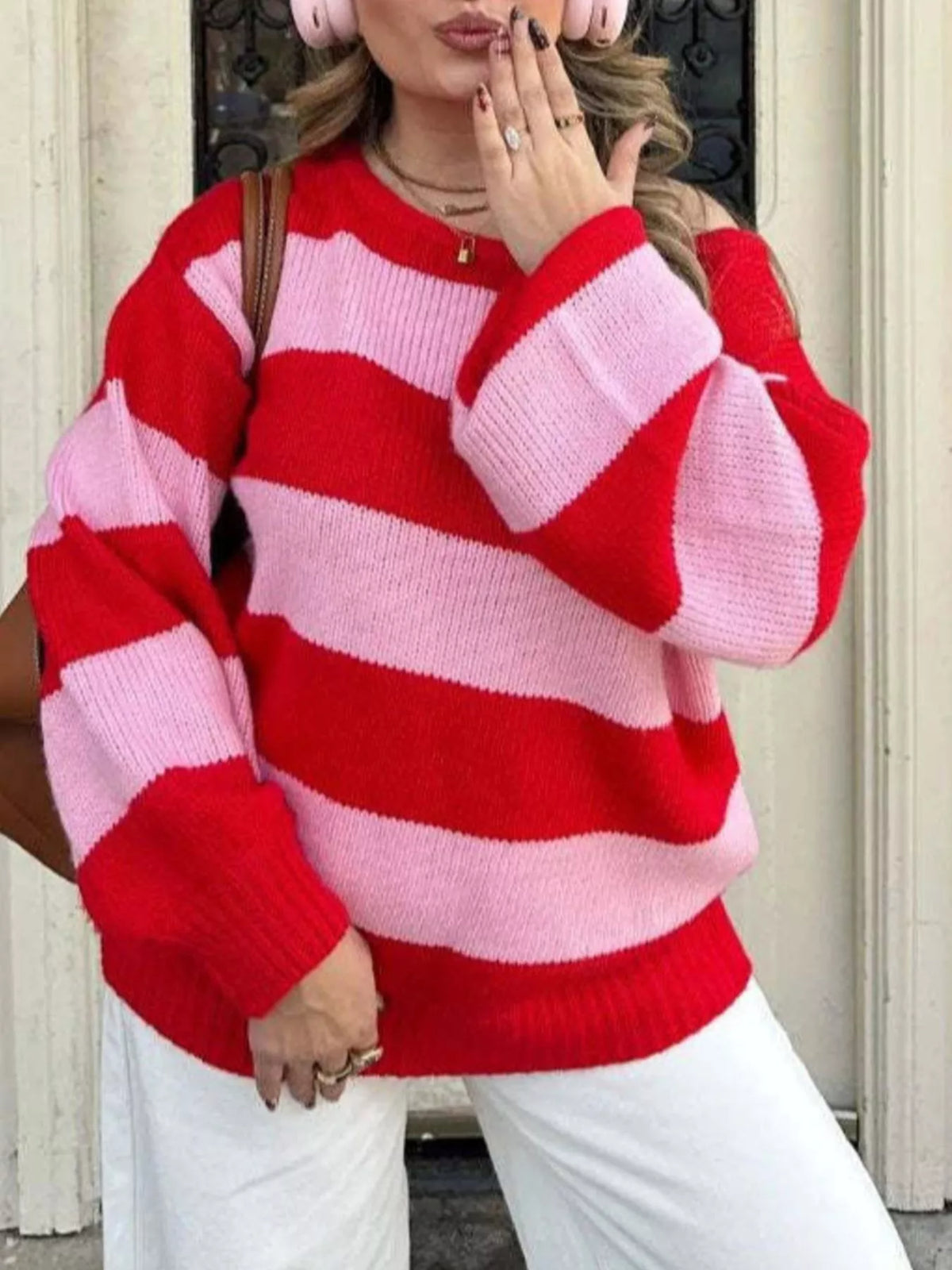 Striped Dropped Shoulder Oversized Sweater
