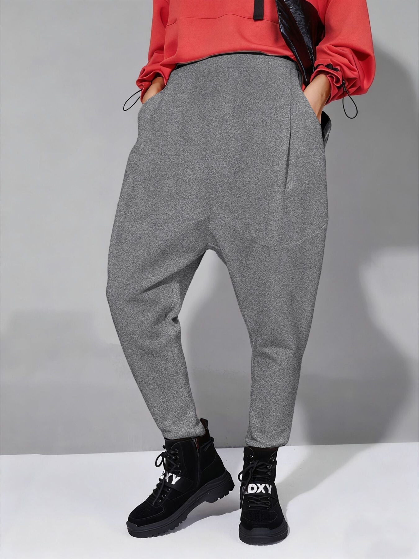 Loose Fit Harem Pants with Pockets