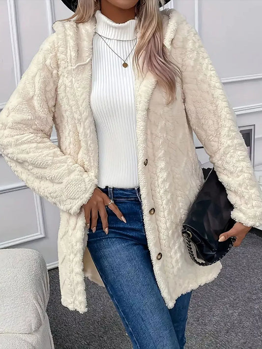 Faux Fur Teddy Coat with Button Front