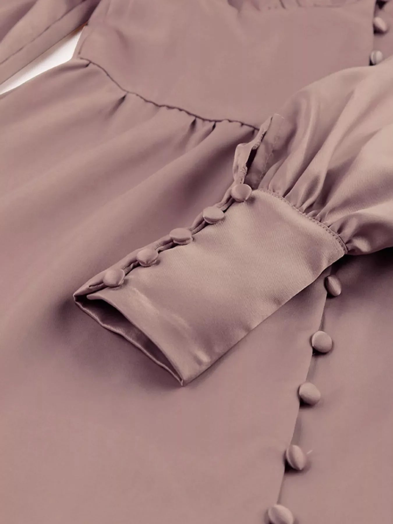 Elegant V-Neck Puff Sleeve Button-Down Midi Dress
