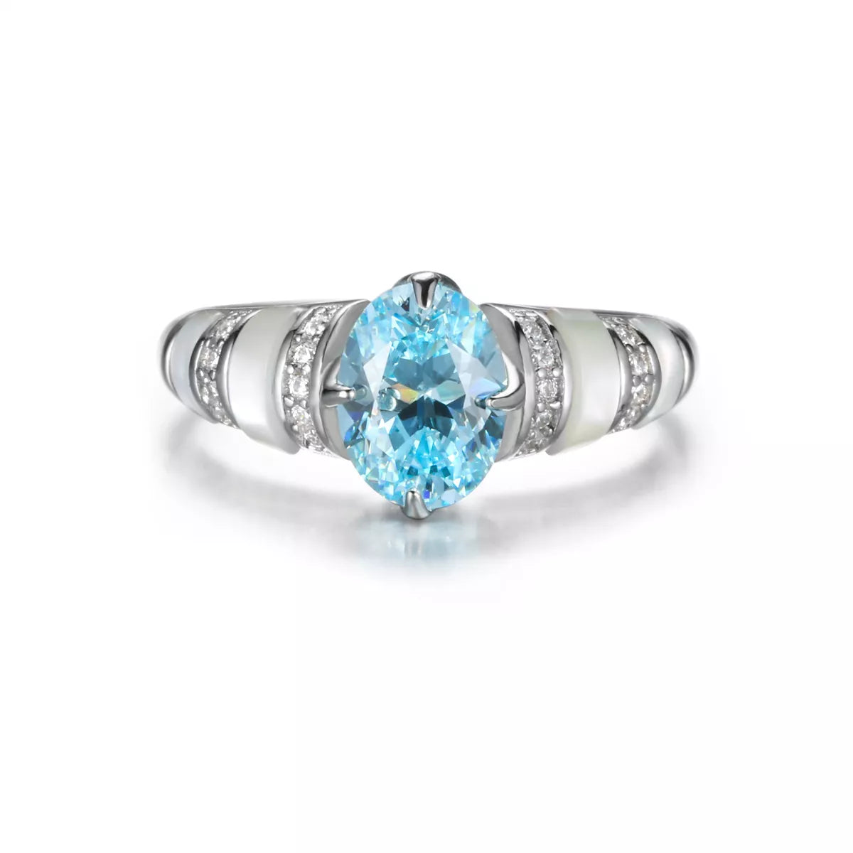925 Sterling Silver Zircon Geometric Ring