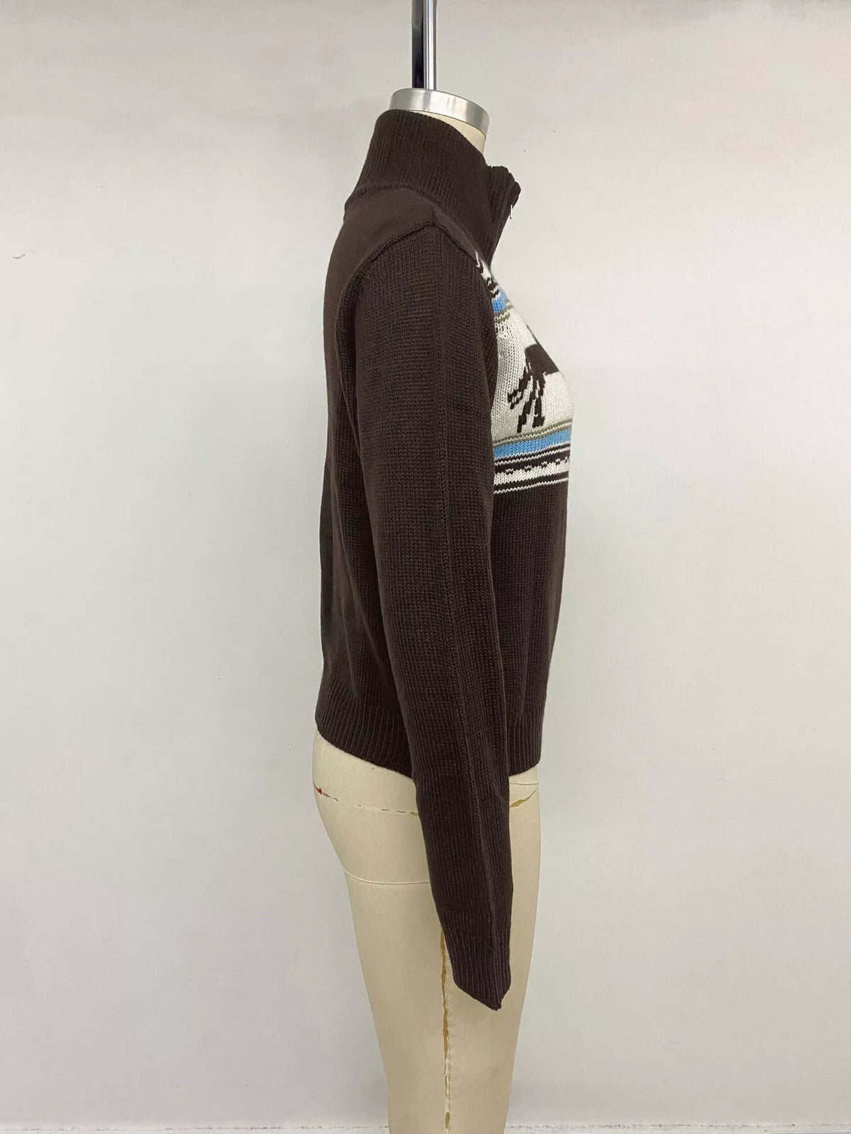 Horse Zip Up Mock Neck Cardigan