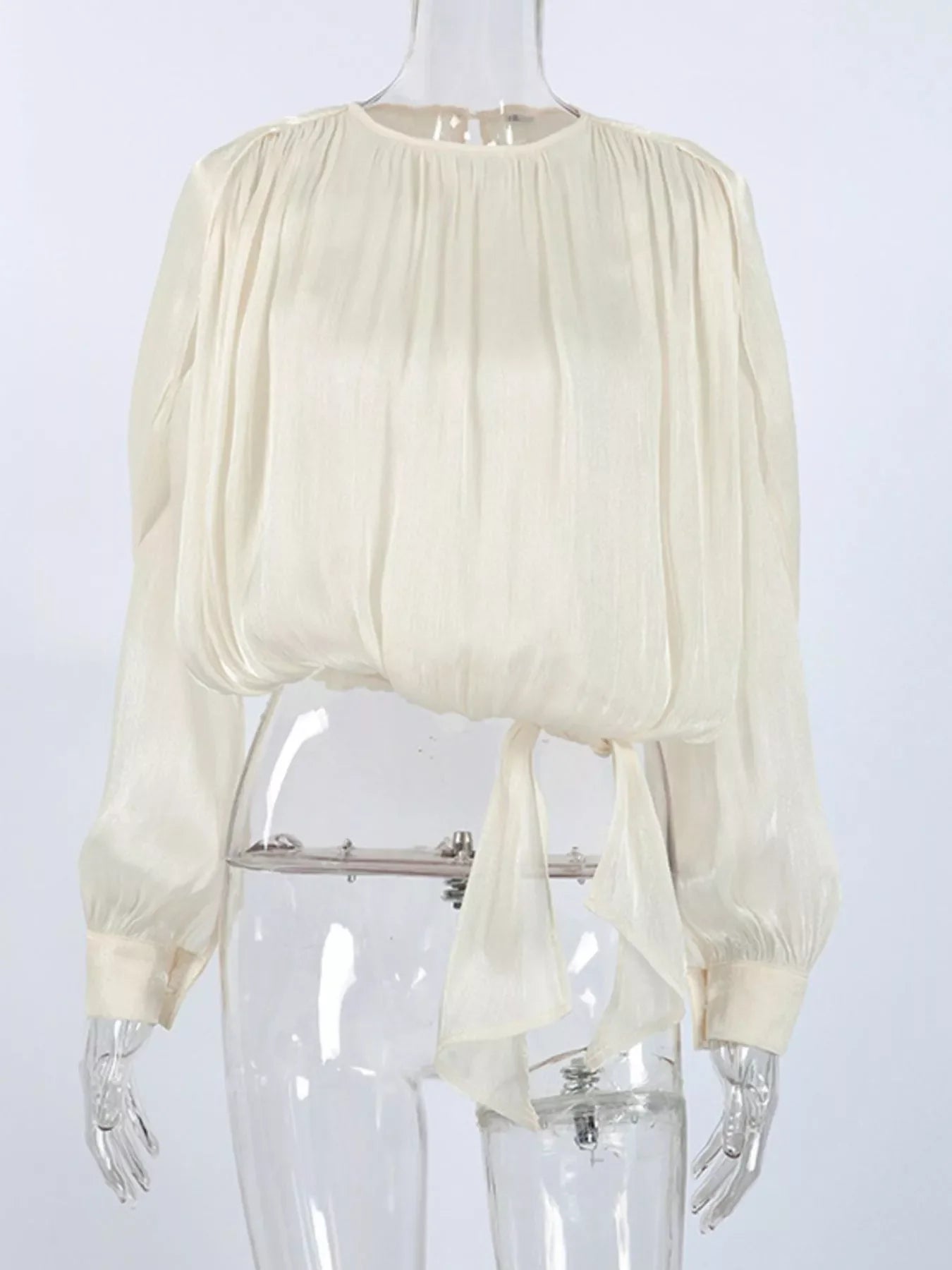 Metallic Sheen Blouse with Tie Detail