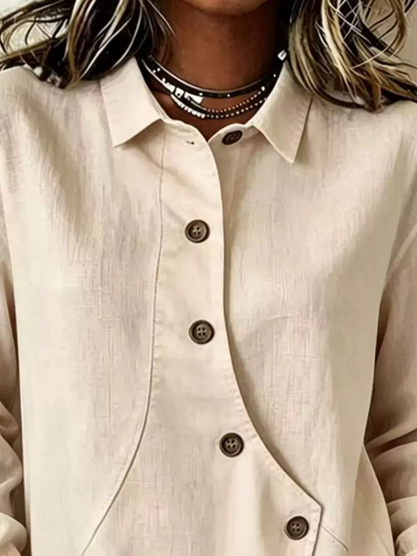 Full Size Asymmetrical Button Down Shirt Plus Size