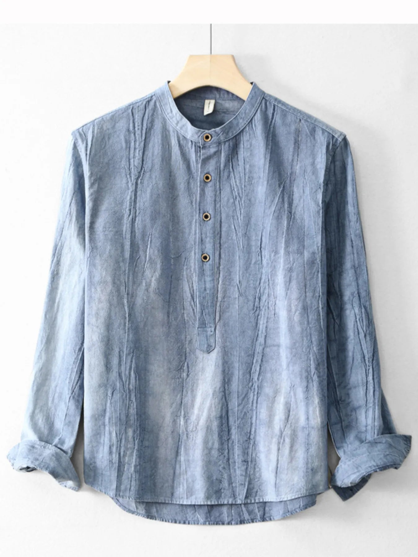Men's Plus Size Button Front Long Sleeve Blouse