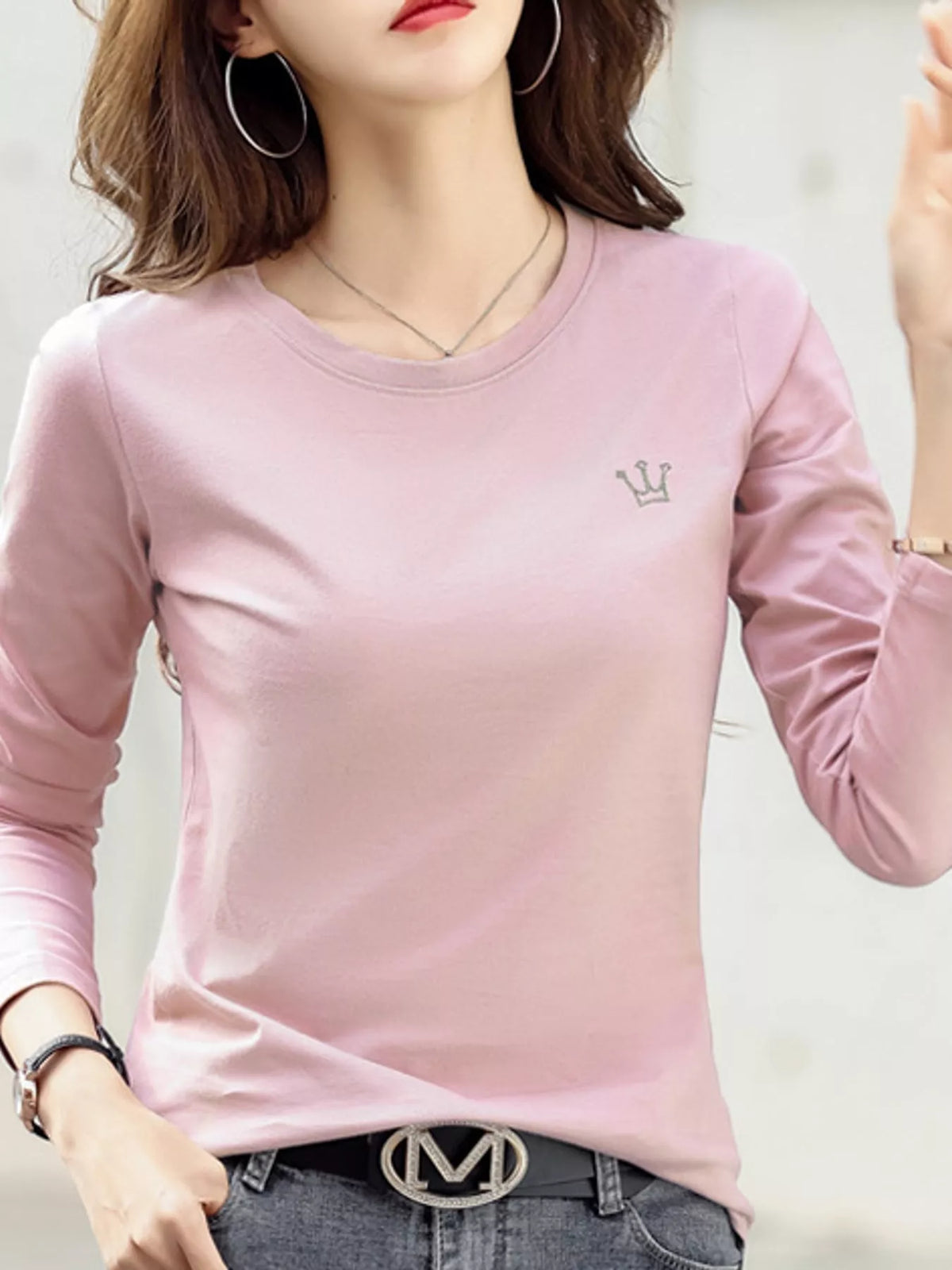 Full Size Crown Long Sleeve T-Shirt Plus Size