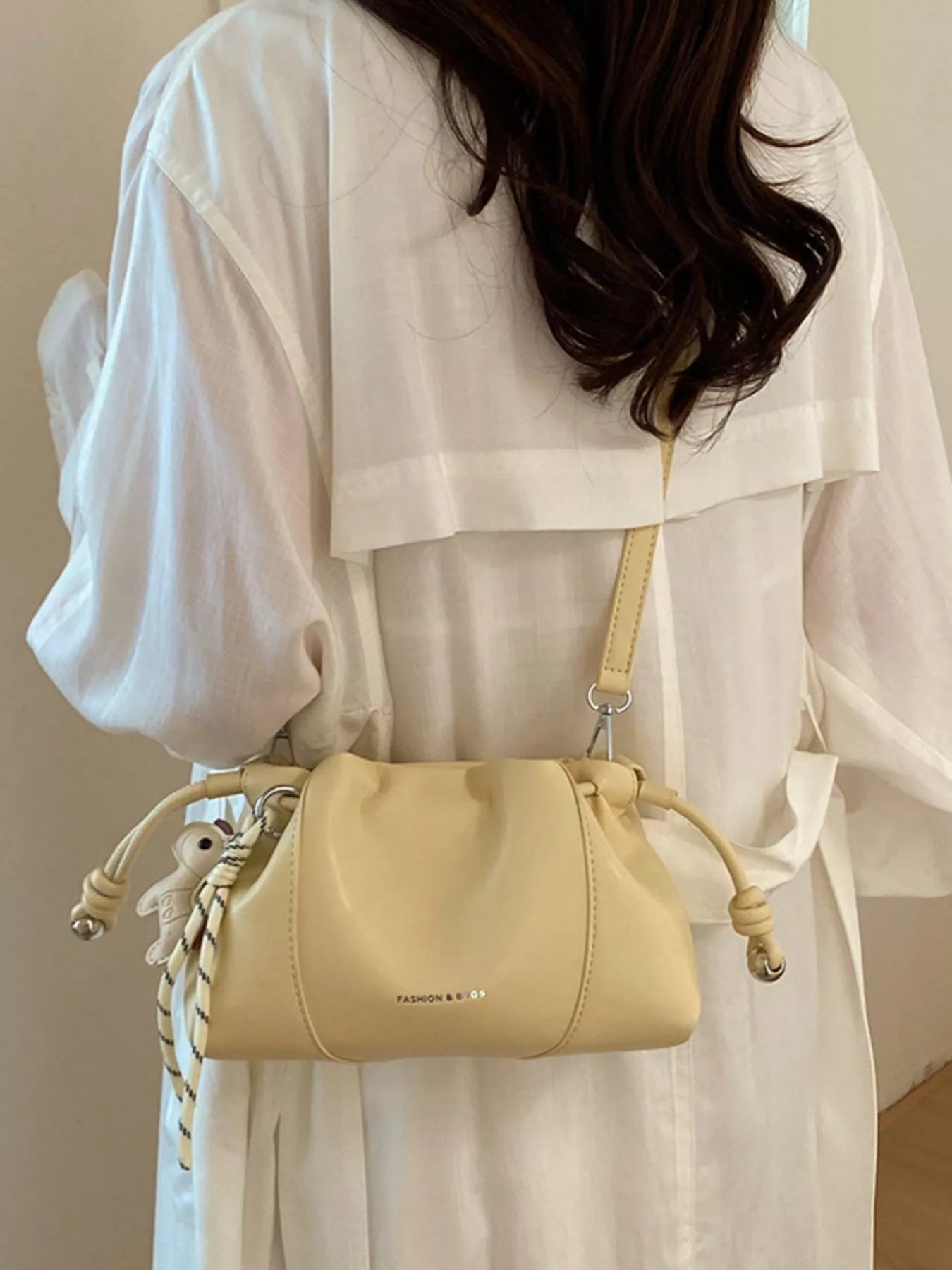 Drawstring Leather Crossbody Bag