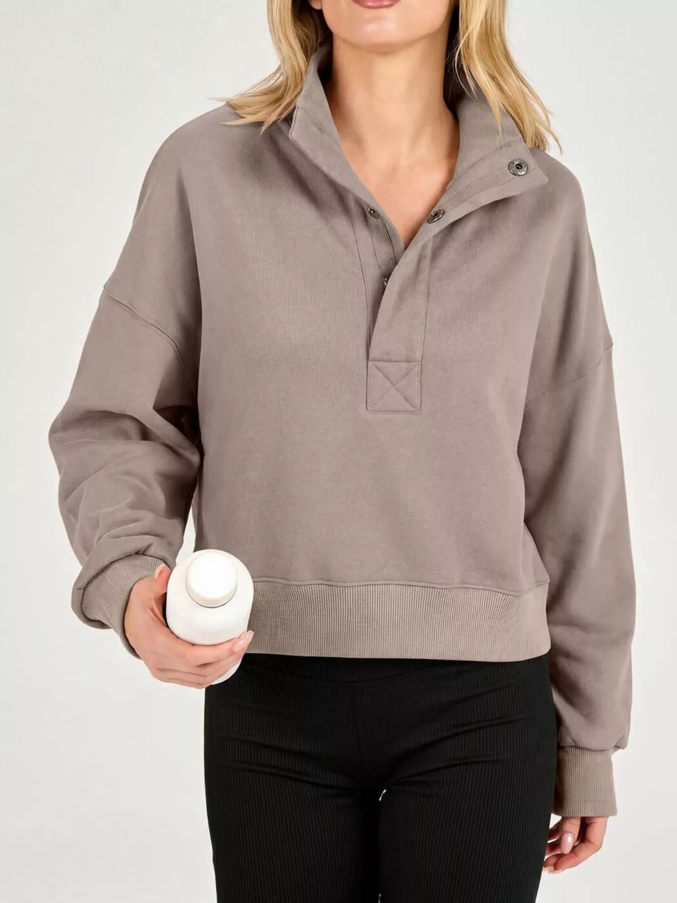 Half Snap Dropped Shoulder Sweatshirt