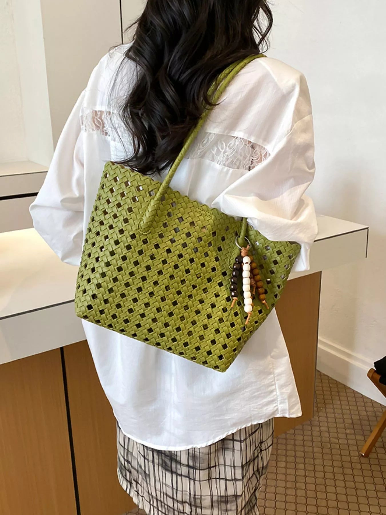 Cutout Leather Shoulder Bag