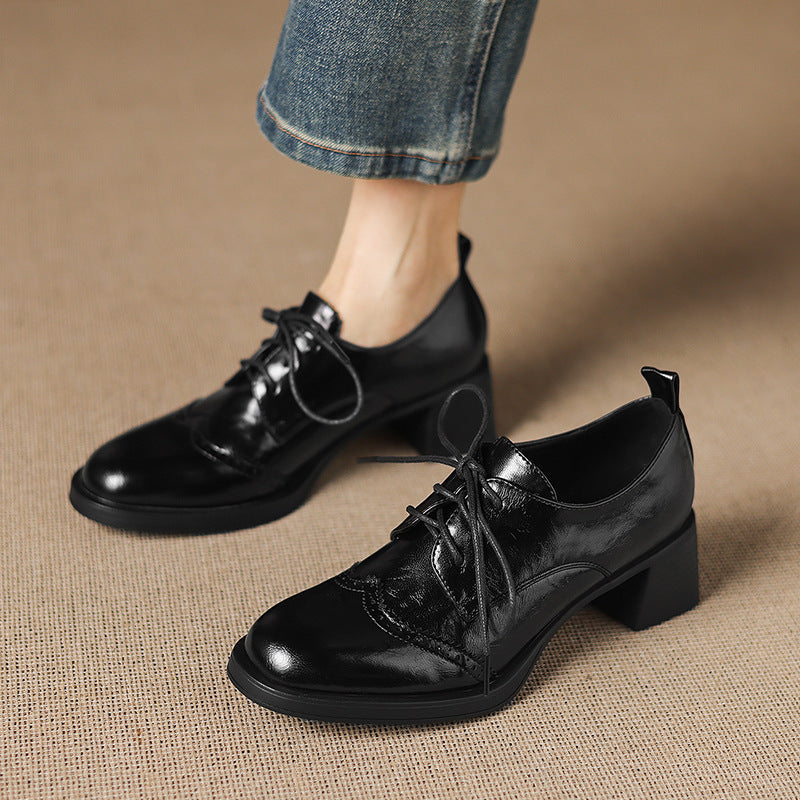 Brogue Lace-Up Oxford Pumps | Block Heel | Women's Chunky Heel Oxfords