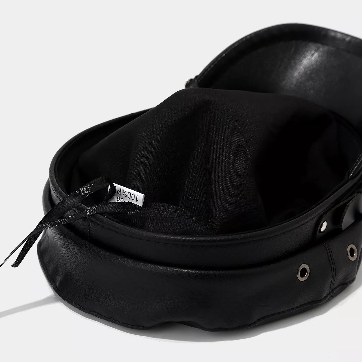 Studded Embellished Faux Leather Hat