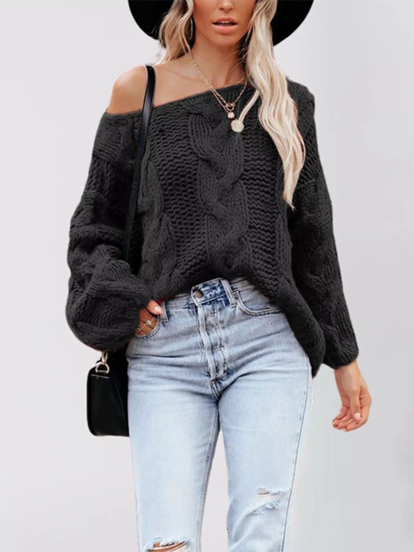 Chunky Cable Knit Long Sleeve Sweater