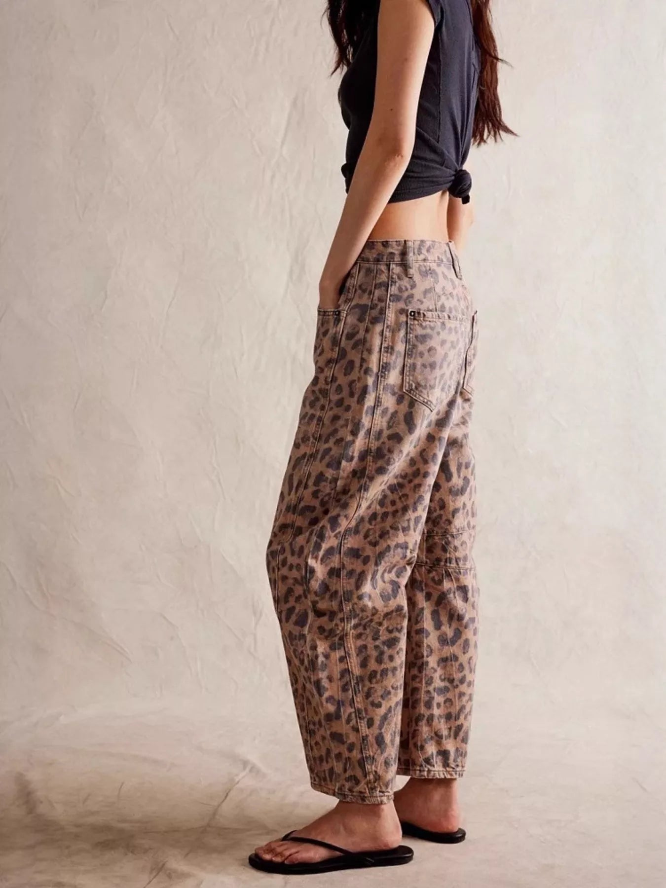 Leopard Print Wide Leg Jeans