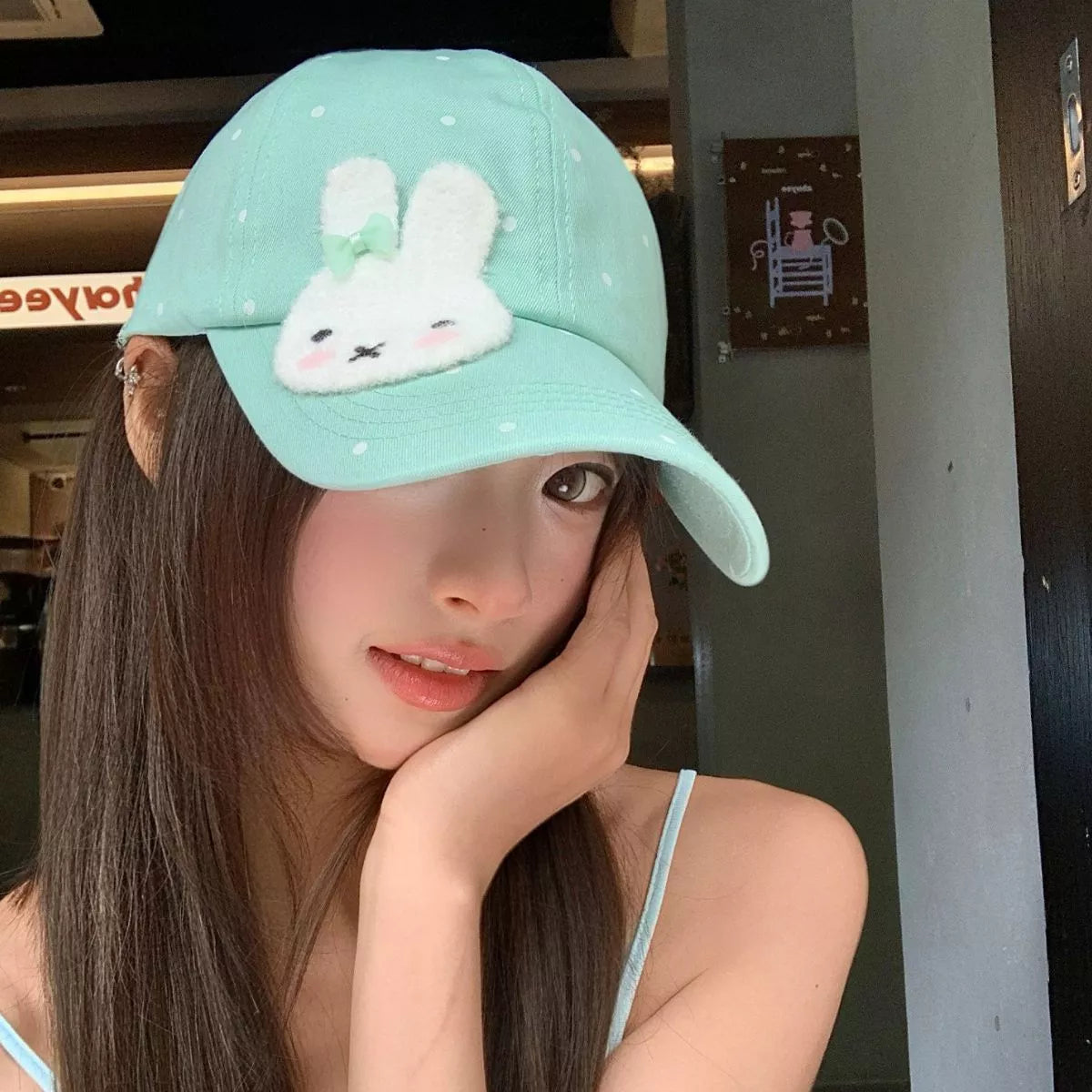 Bunny Polka Dot Baseball Cap