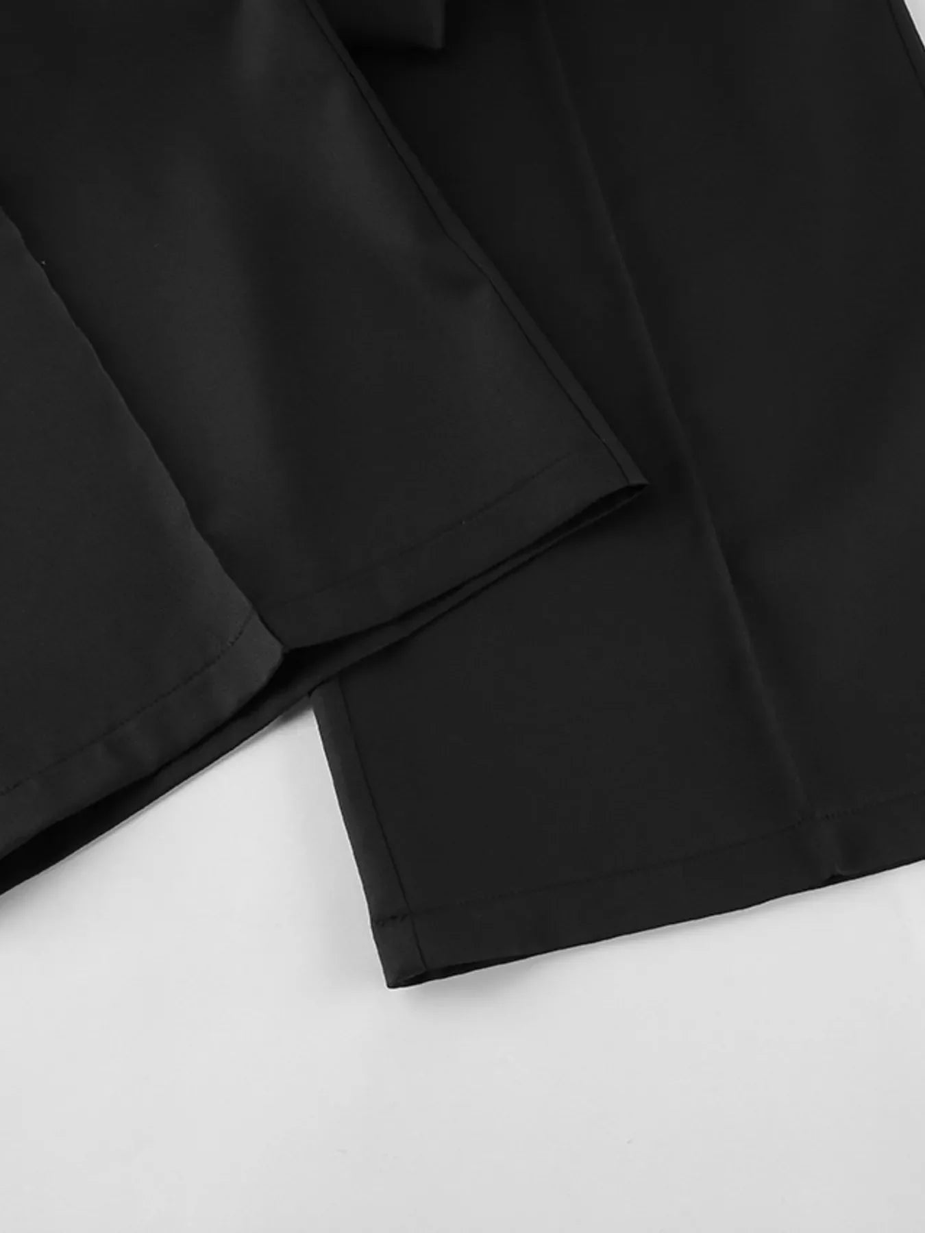 Chic Button Down Pleated Blazer and Wide-Leg Pants Suit Set