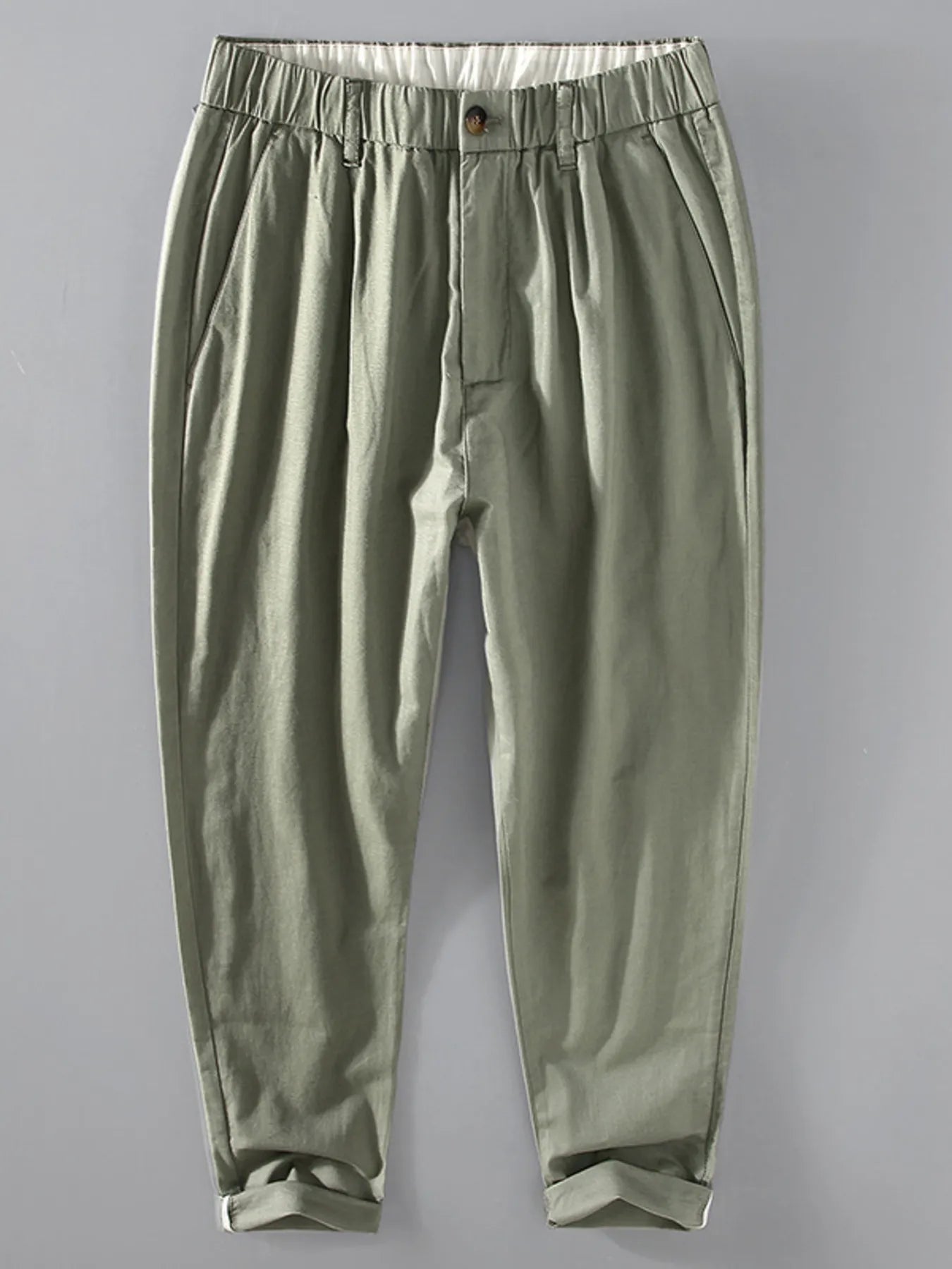 Men's Plus Size Casual Elastic Waist Cropped Pants