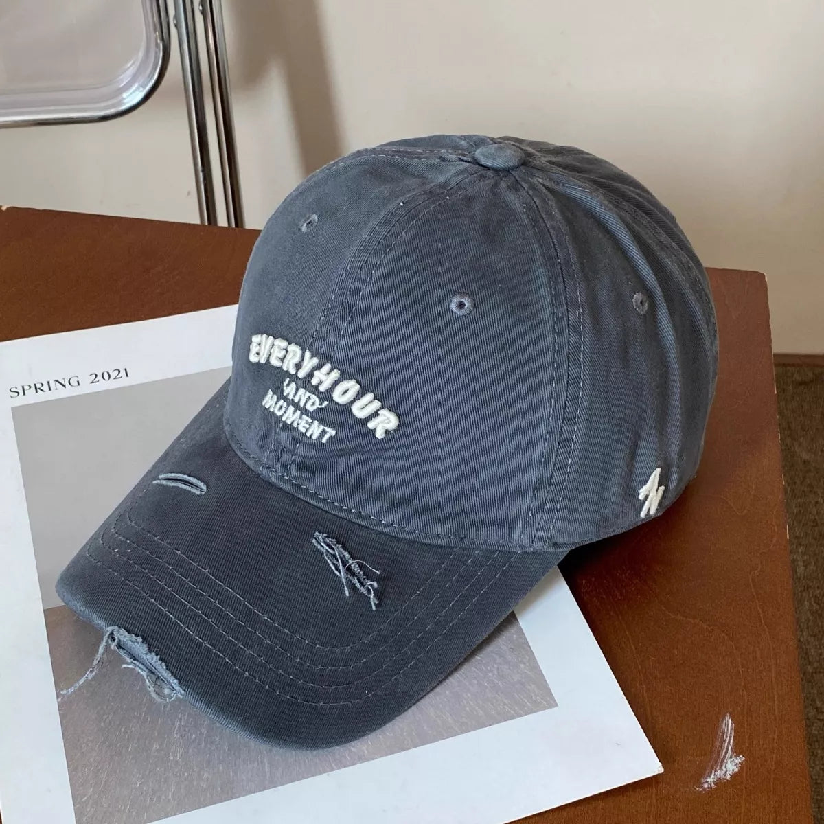 Distressed Embroidered Baseball Cap