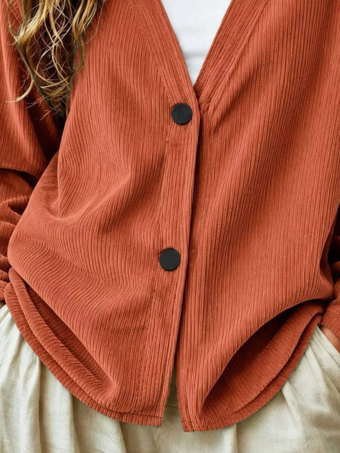 Casual Corduroy Button-Up Cardigan