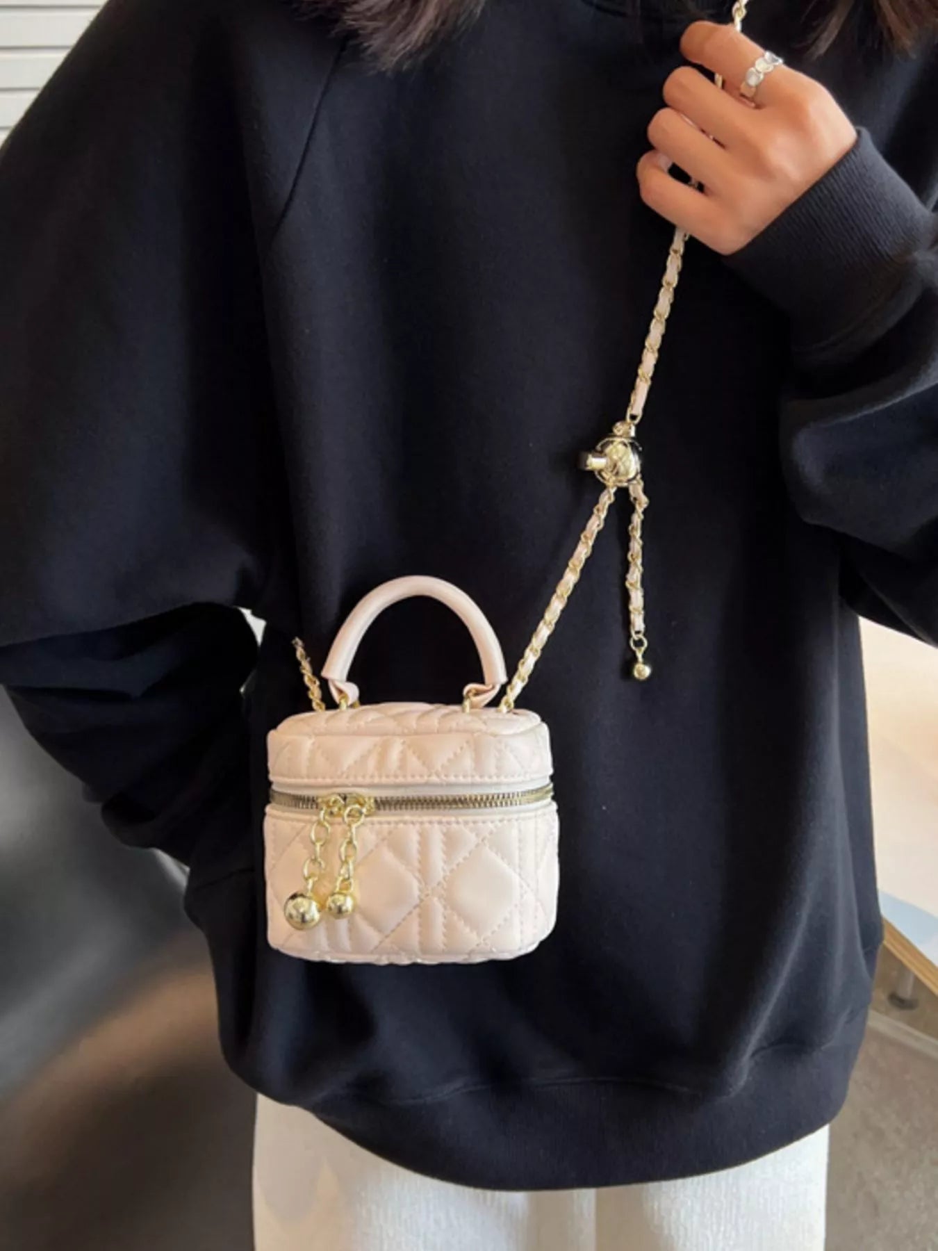 Quilted Top Handle Crossbody Bag