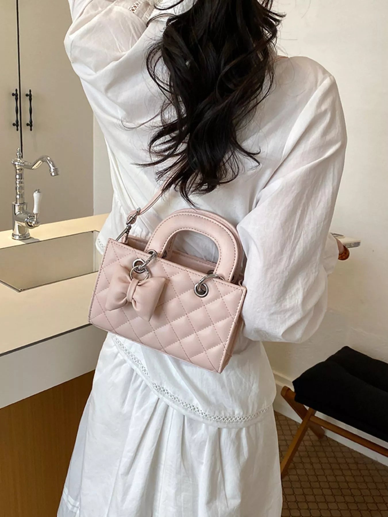 Quilted Bow Crossbody Bag