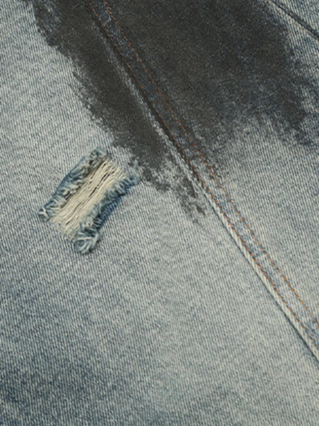 Men's Distressed Wide Leg Acid Wash Jeans
