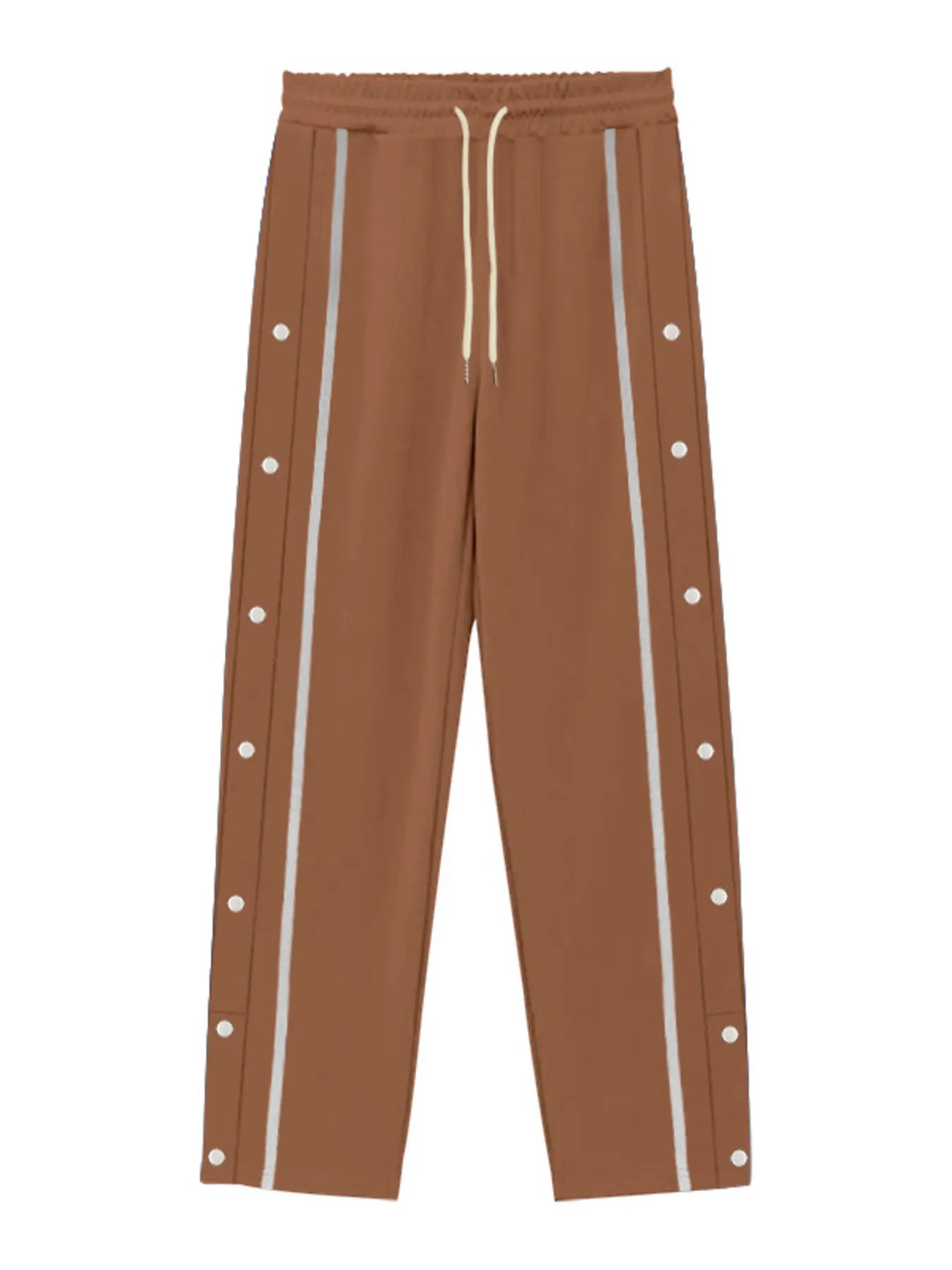 Men's Full Size Snap-Button Pants with Side Stripe Detail Plus Size