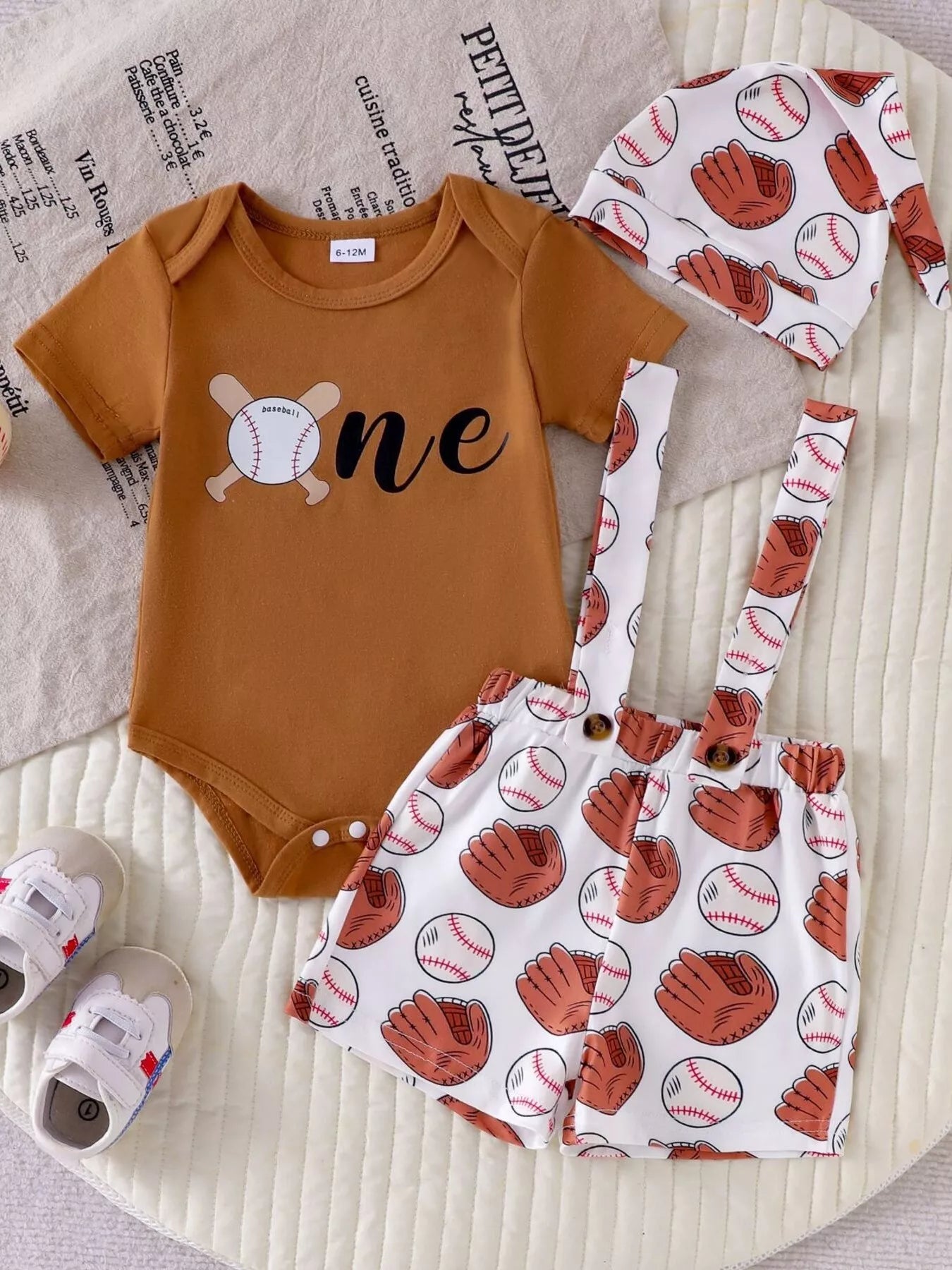 Children's Baseball Themed Bodysuit and Suspender Set
