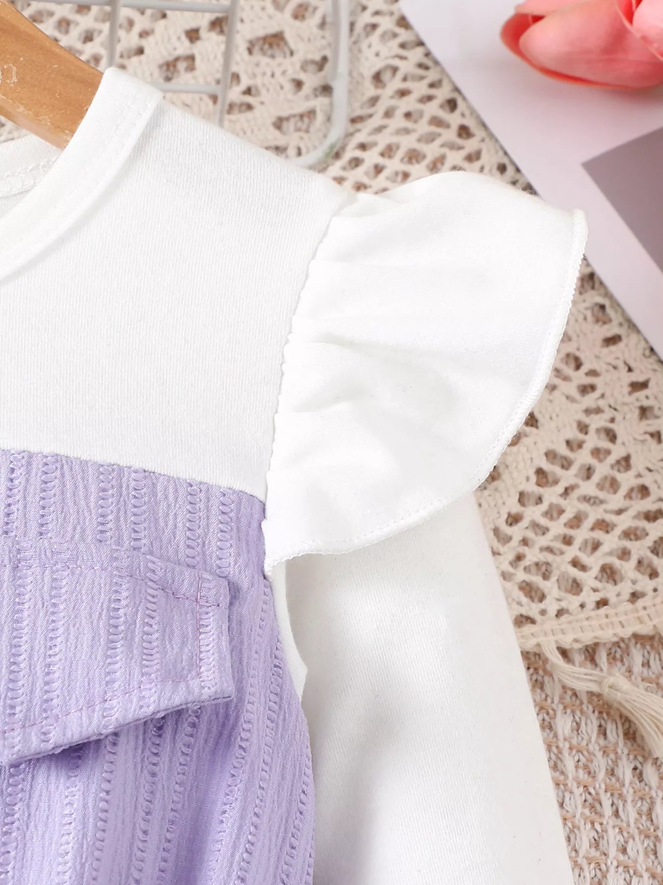 Children's Ruffled Bow Long Sleeve Dress