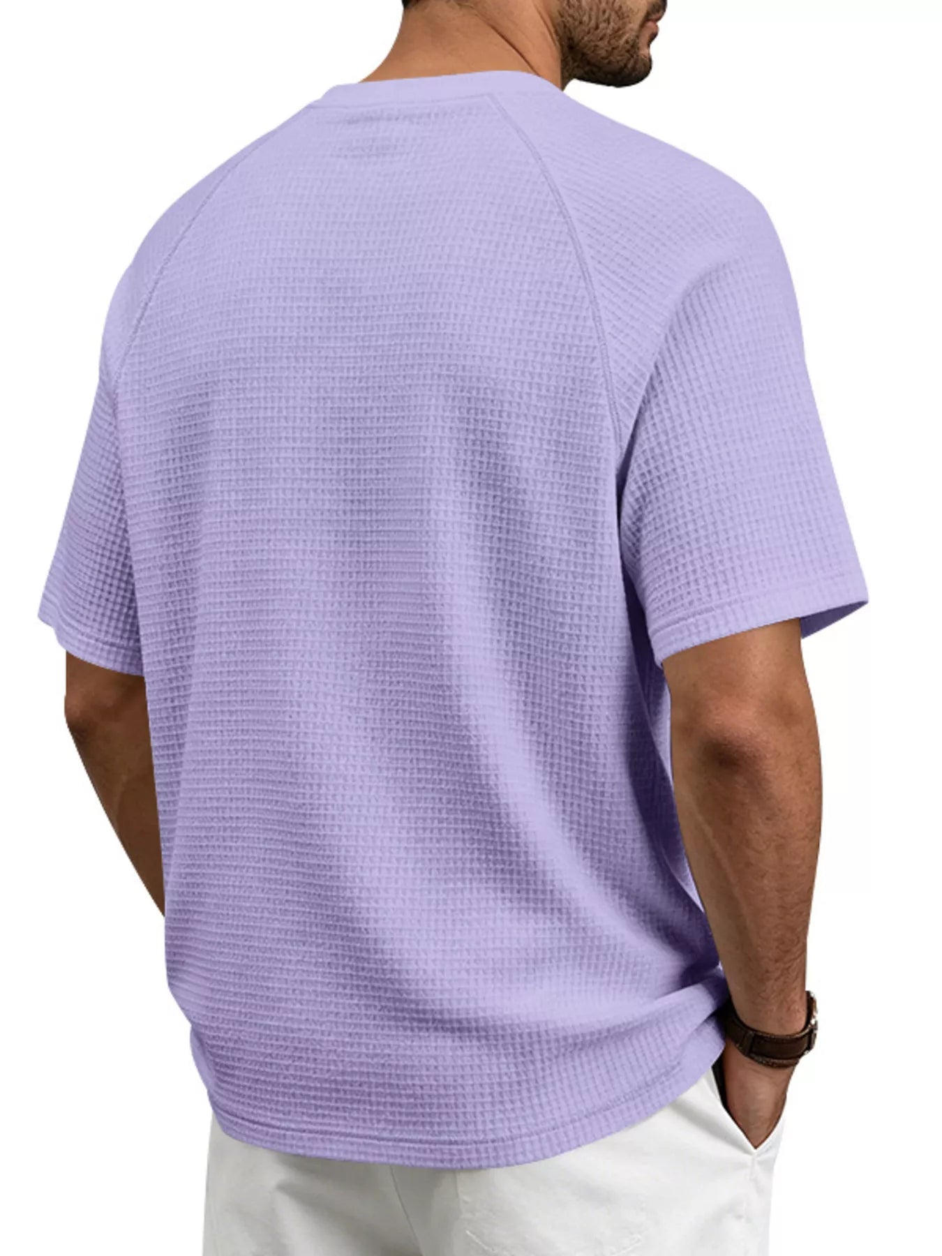 Men's Full Size Waffle Knit Raglan Short Sleeve T-Shirt Plus Size