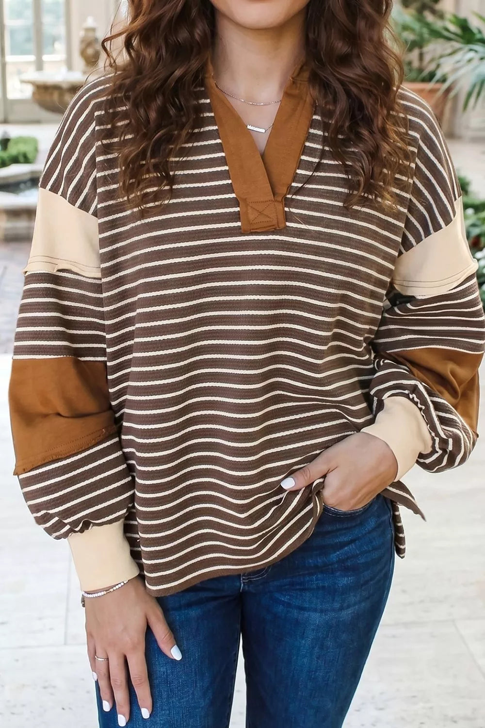 Striped Dropped Shoulder Sweatshirt