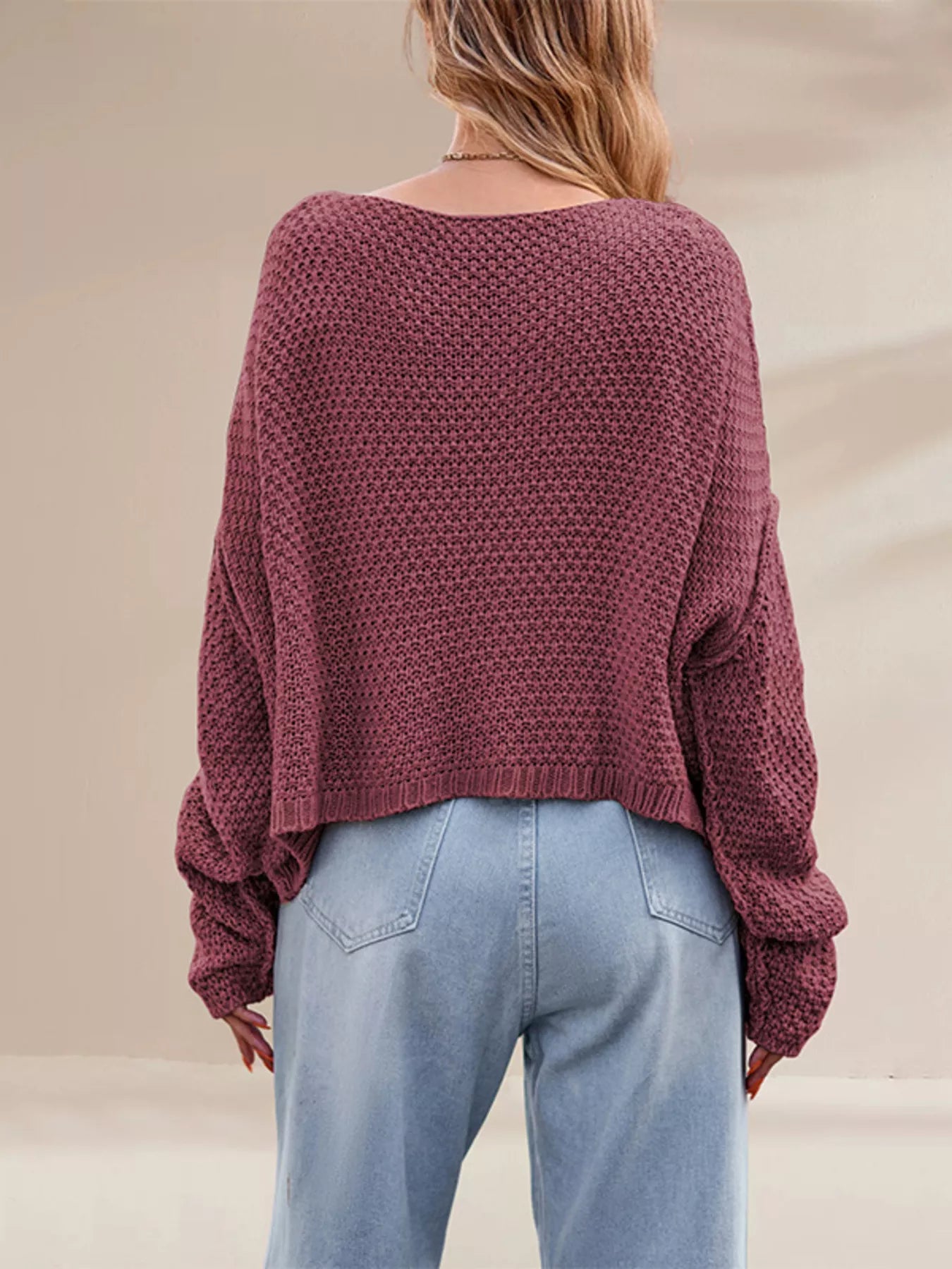 Cable Knit Dropped Shoulder Sweater