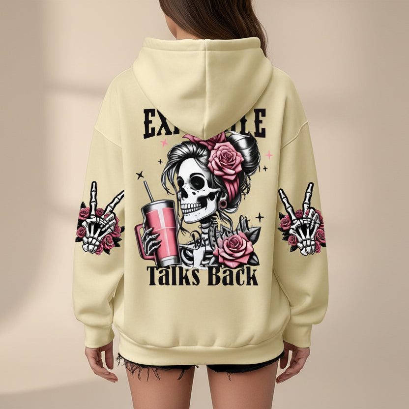 Women's Skull & Letter Print Long-Sleeve Sweatshirt