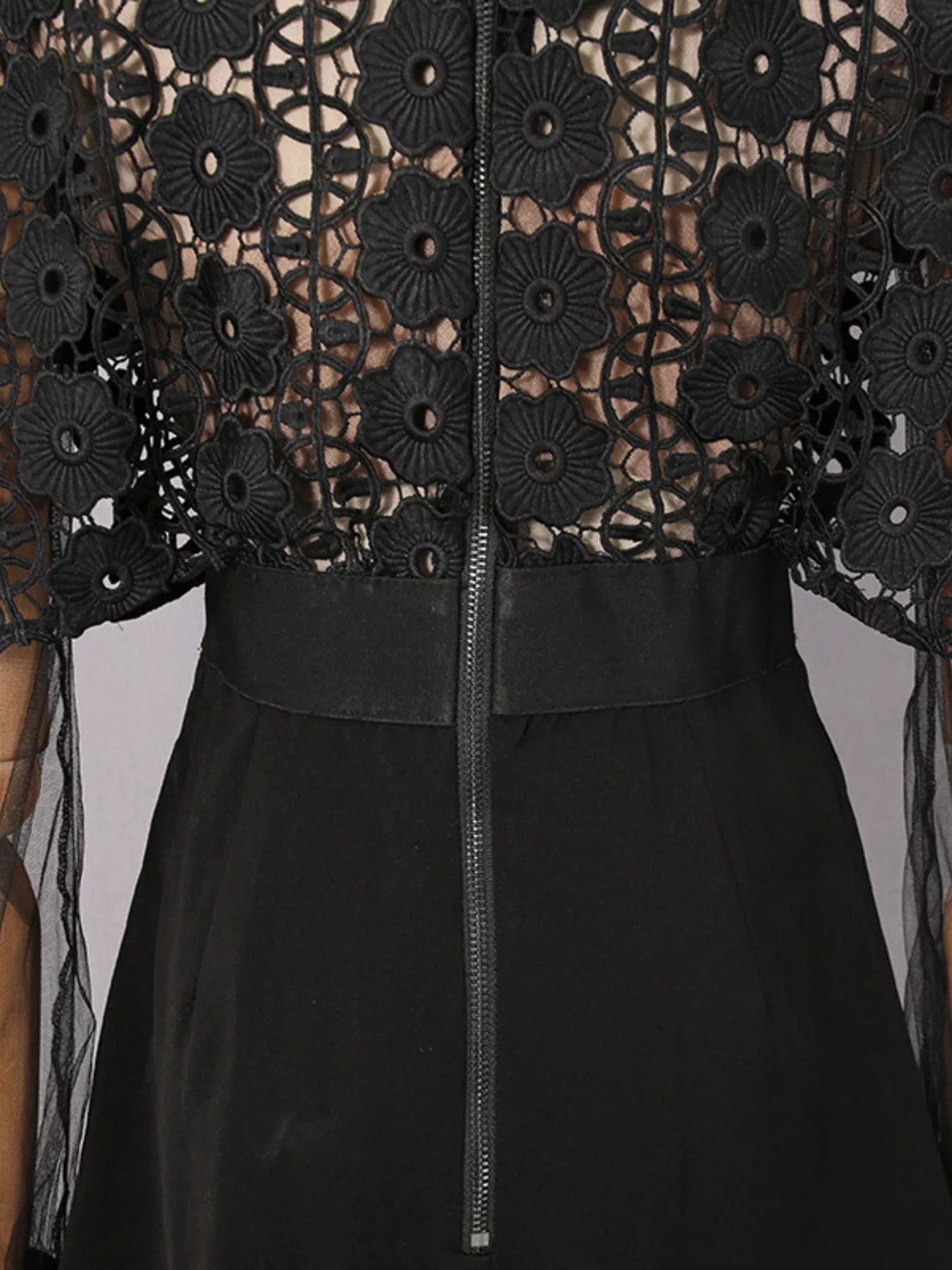 Lace Sheer Sleeve Mini Dress