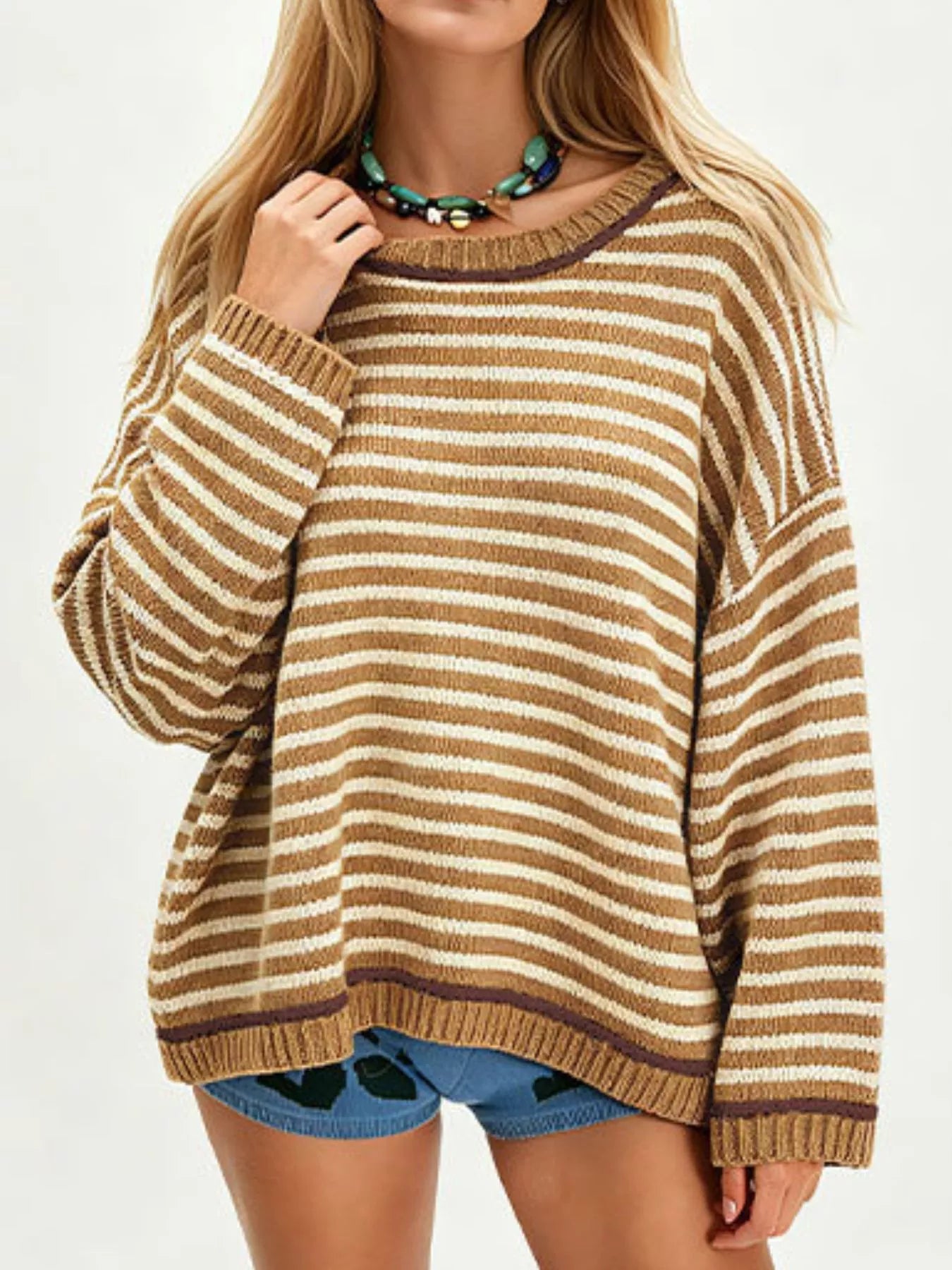 Oversized Striped Dropped Shoulder Sweater