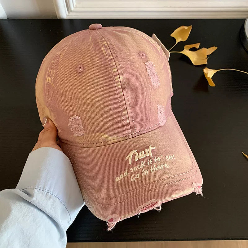Distressed Embroidered Baseball Cap