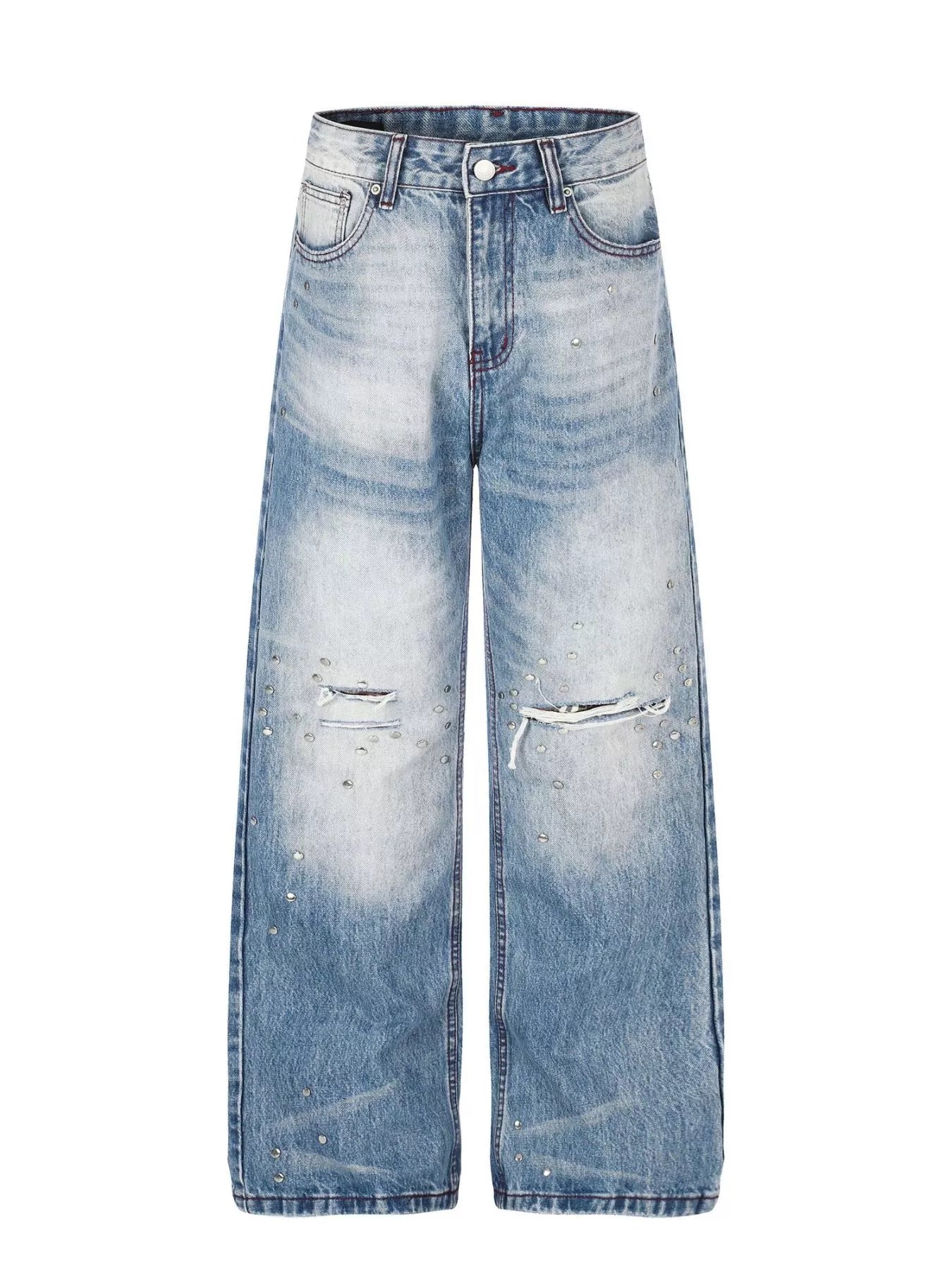 Men's Distressed Wide-Leg Jeans