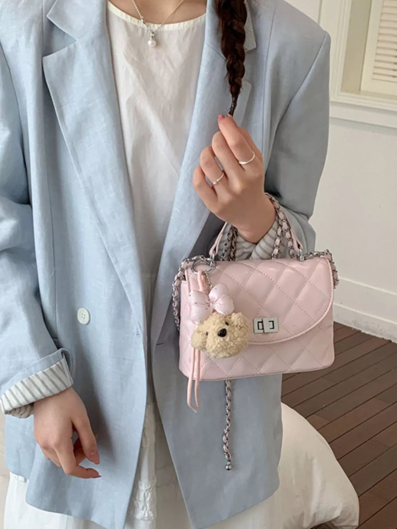 Quilted Chain Strap Crossbody Bag
