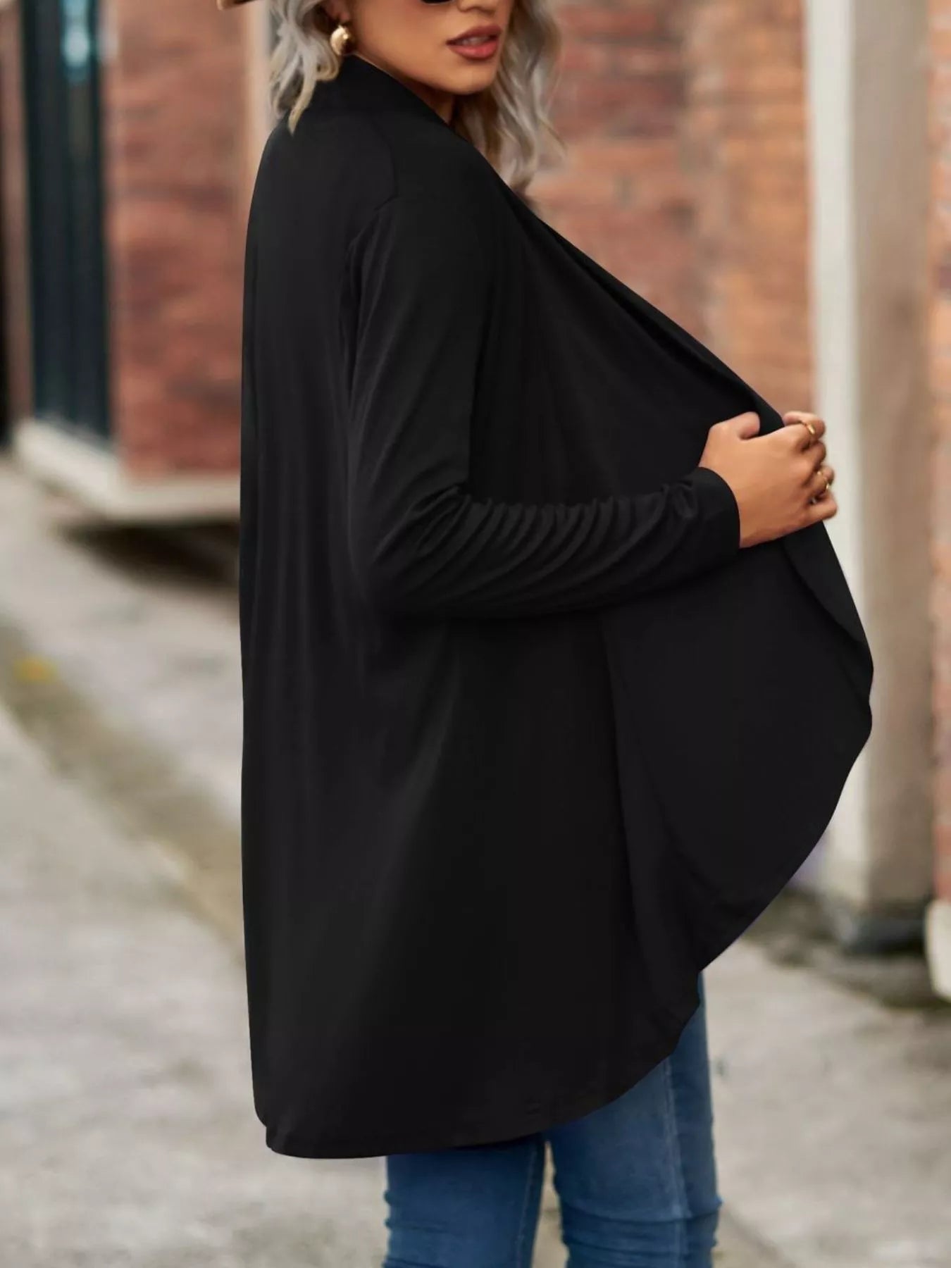 Open-Front Dropped Shoulder Cardigan
