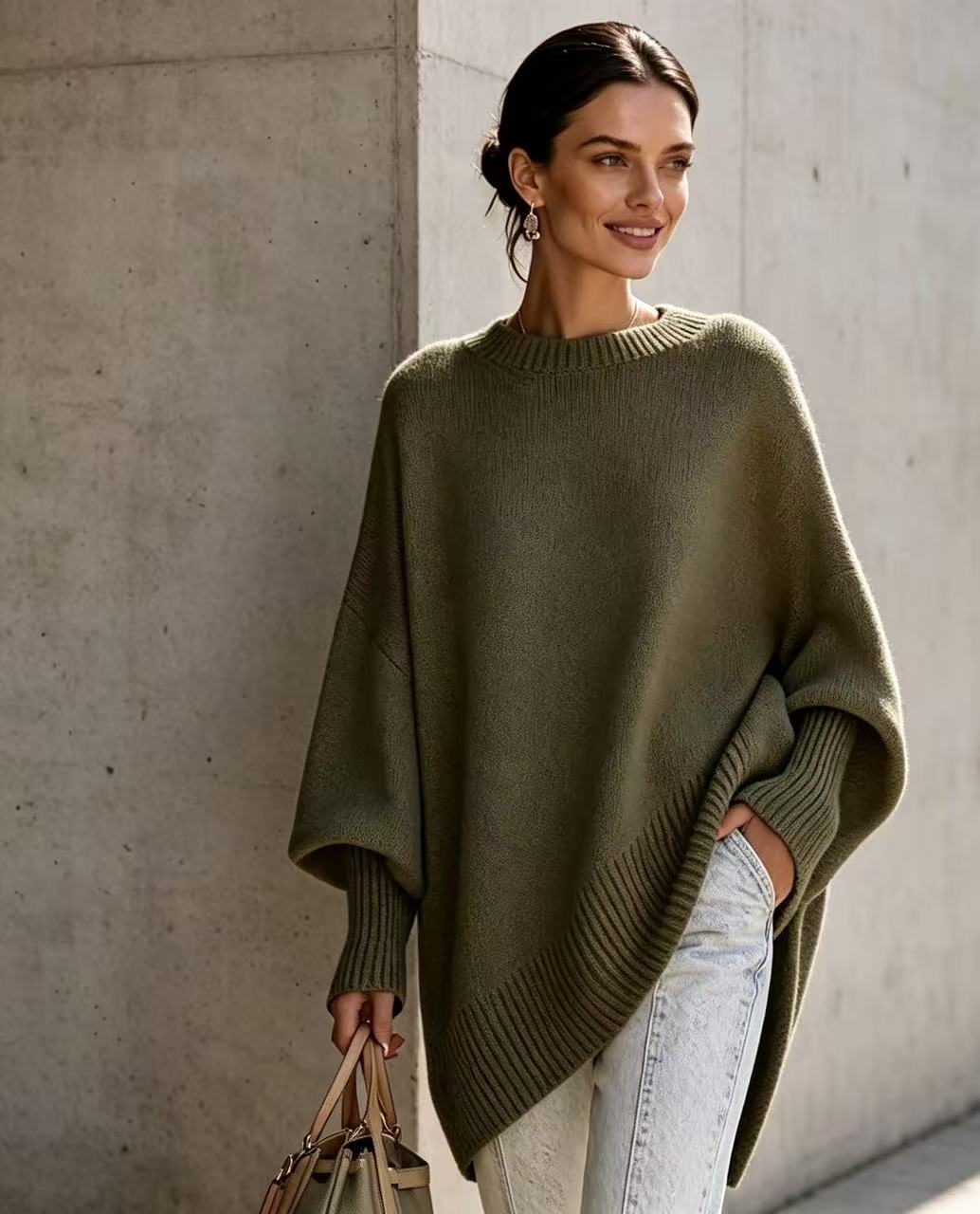 Women's Relaxed-Fit Solid-Color Sweater