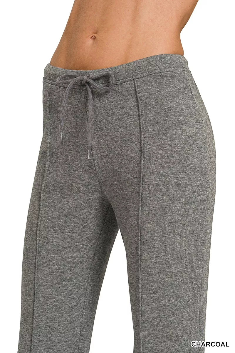 Zenana Drawstring Scuba Stretch Pintuck Pants