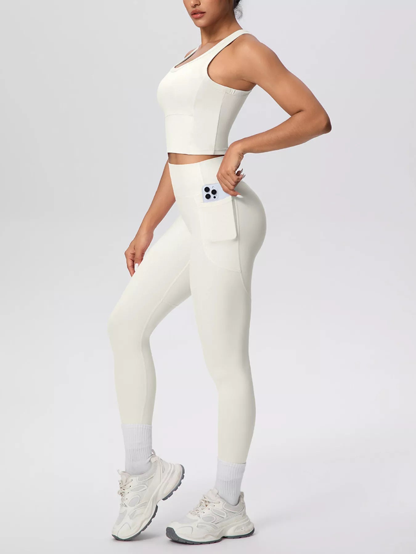 Scoop Neck Tank and High-Waisted Leggings Active Set