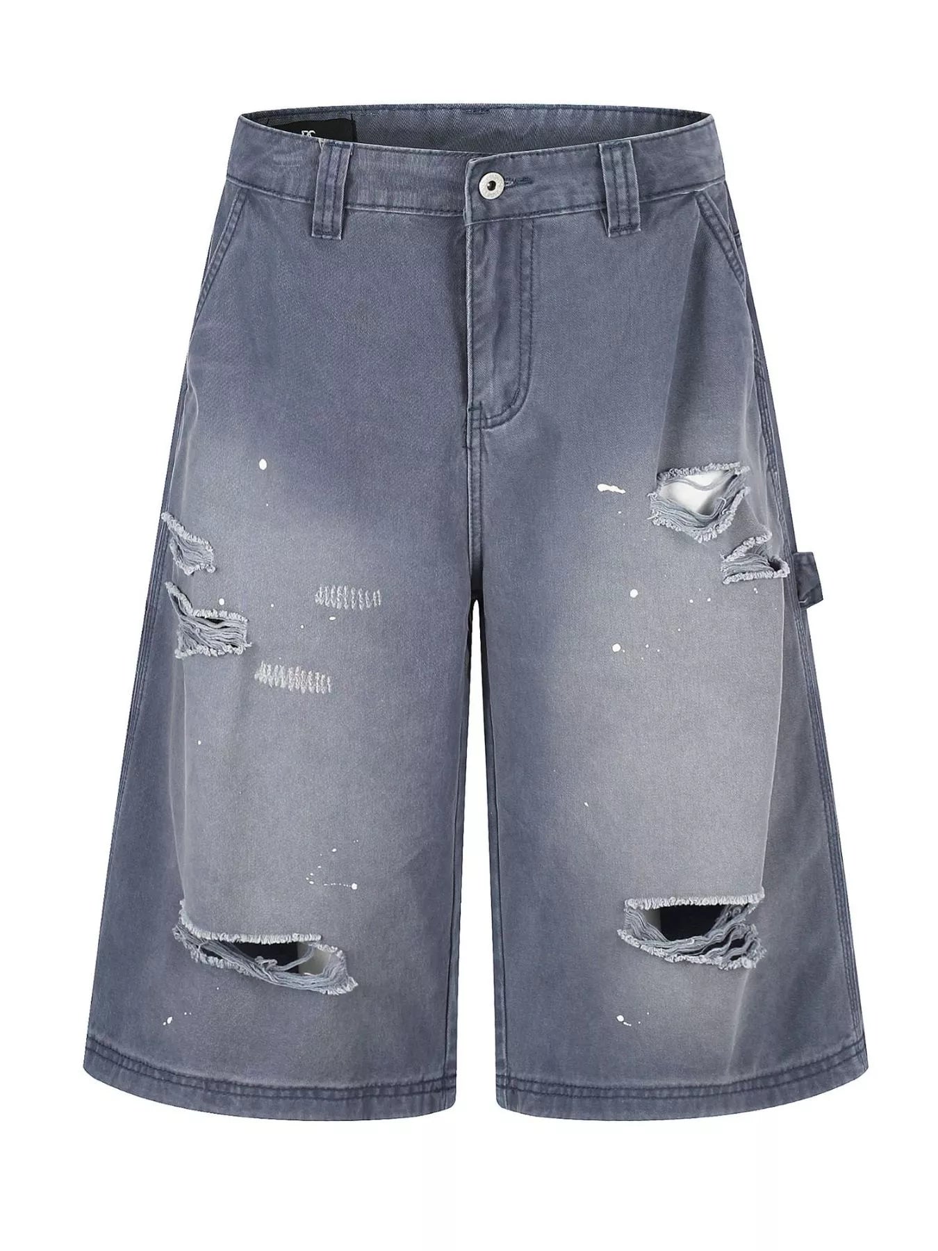 Men's Distressed Wide-Leg Denim Capris