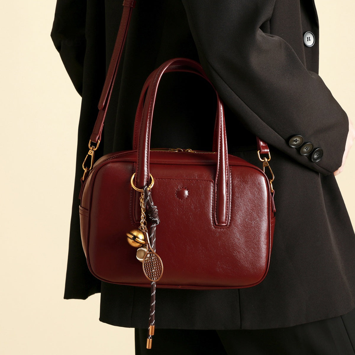 Leather Top Handle Handbag